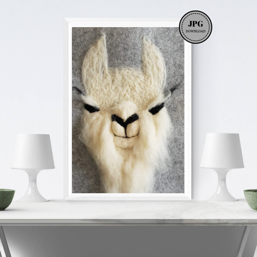 Cutest Llama  Print Wall Art  of my original felt painting 