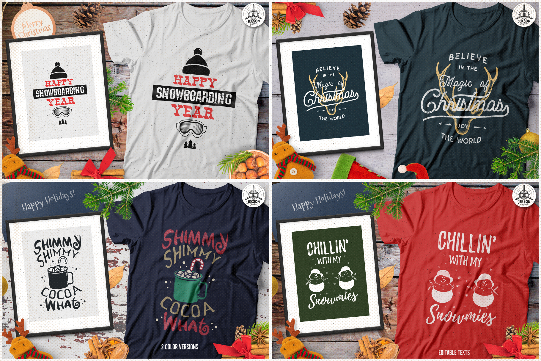 Download Christmas T-Shirts Bundle, Retro Design. Xmas Tees SVG ...