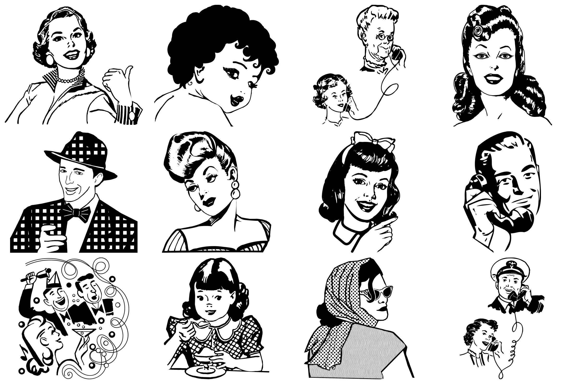 Mid Century Atomic Age People & Ads Clip Art