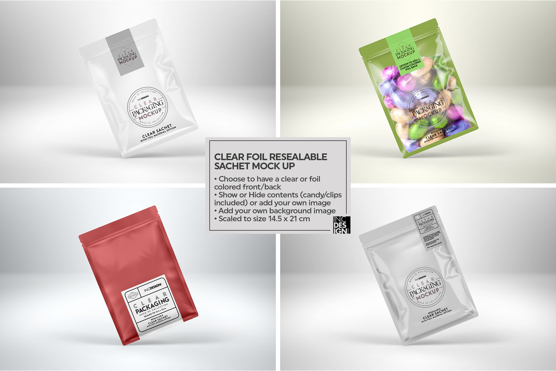 Download Clear Foil Sachet Packaging Mockup (161940) | Branding ...