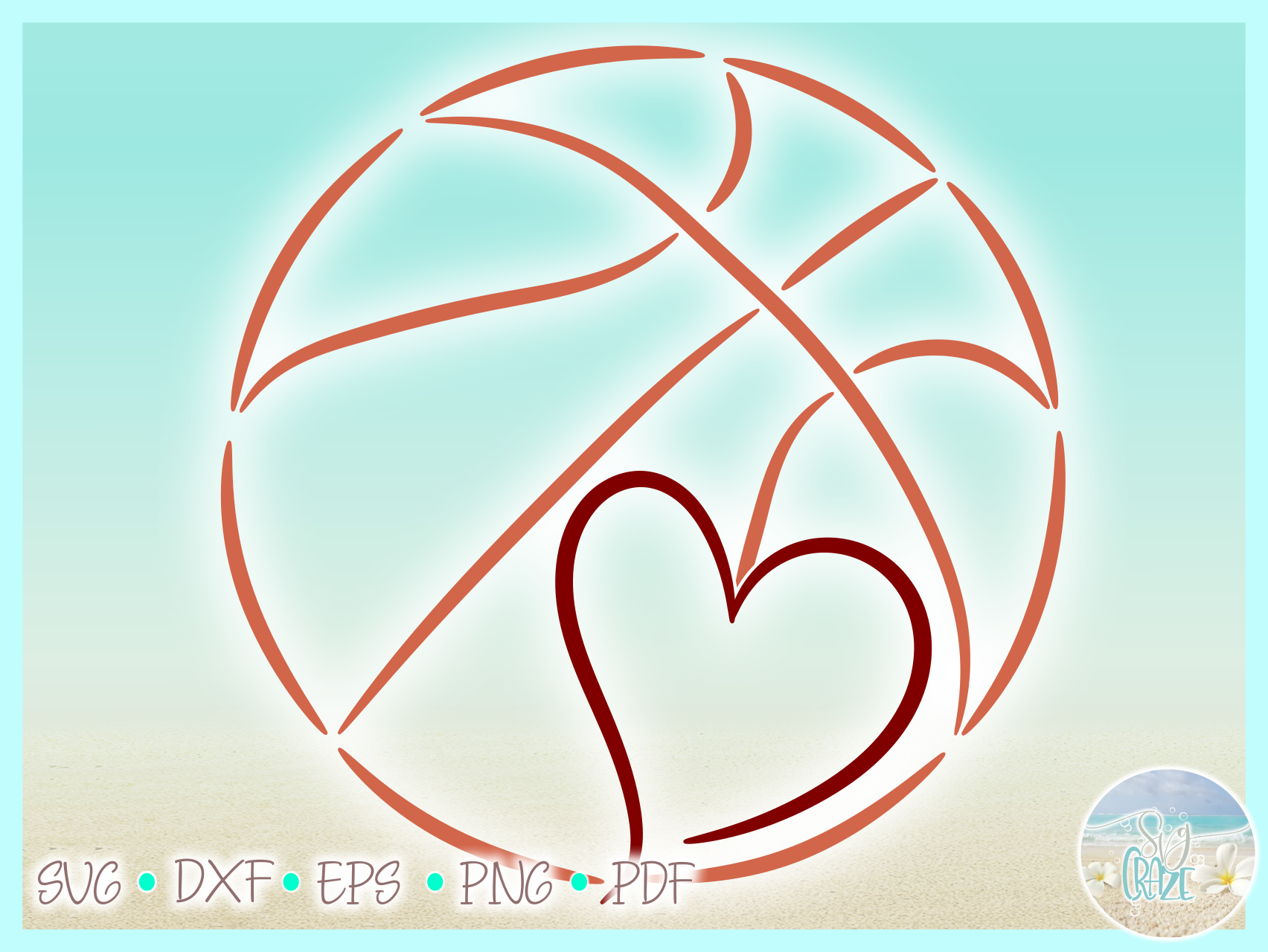 Basketball With Heart Sports Enthusiast Svg Dxf Eps Png Pdf