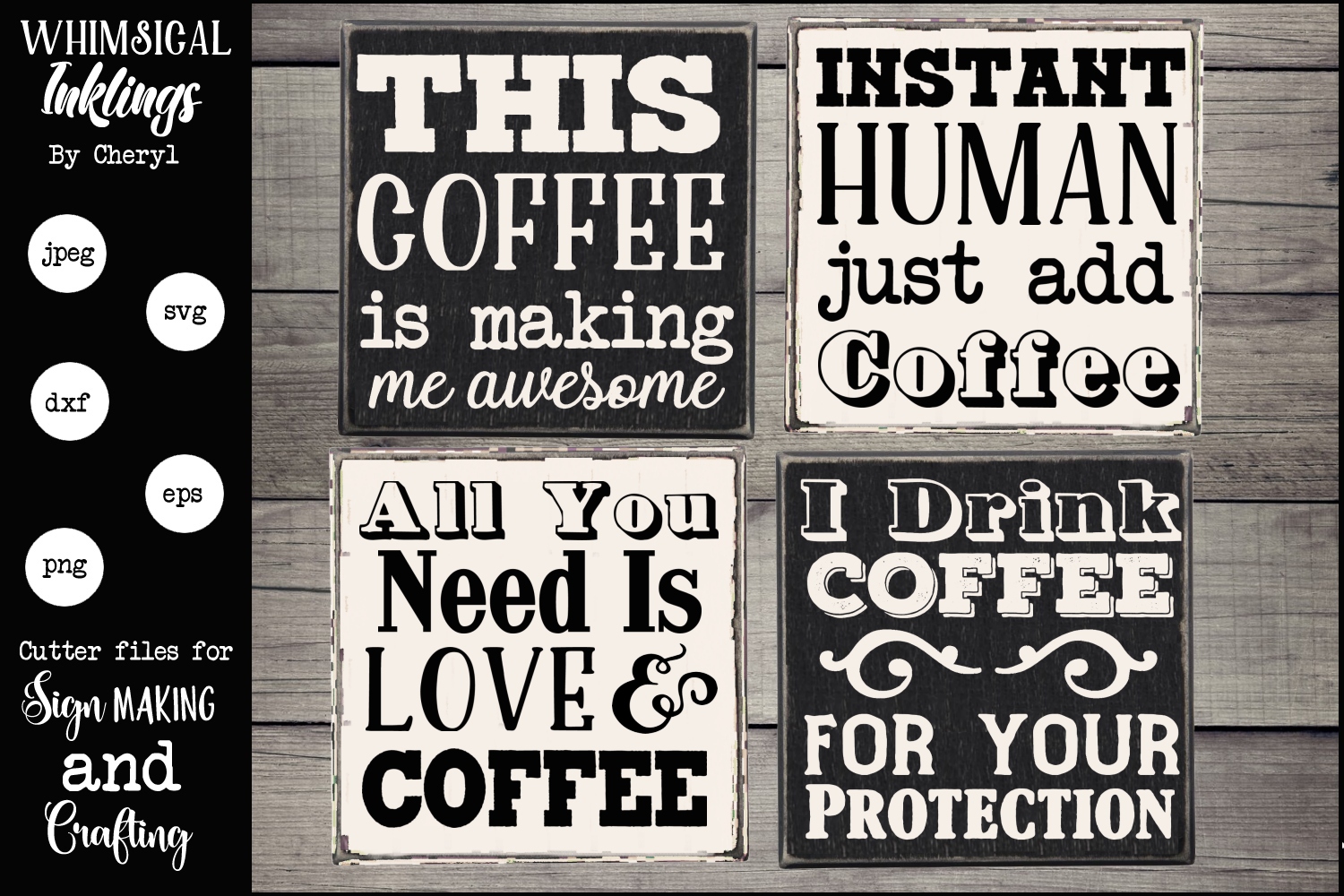 Download I Drink Coffee SVG Magnet Or Sign Set