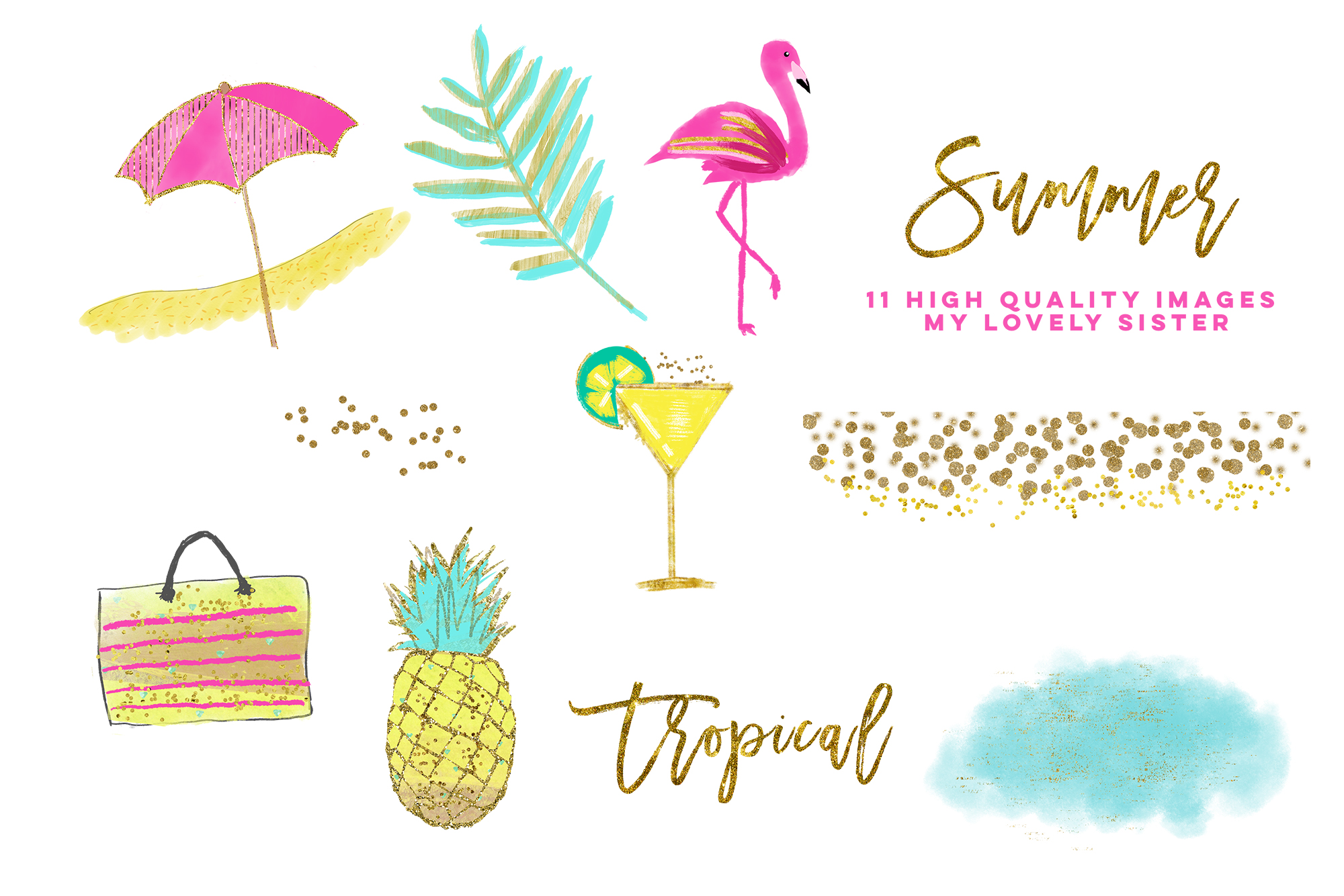 Flamingo Clipart Pineapple Tropical Clip Art