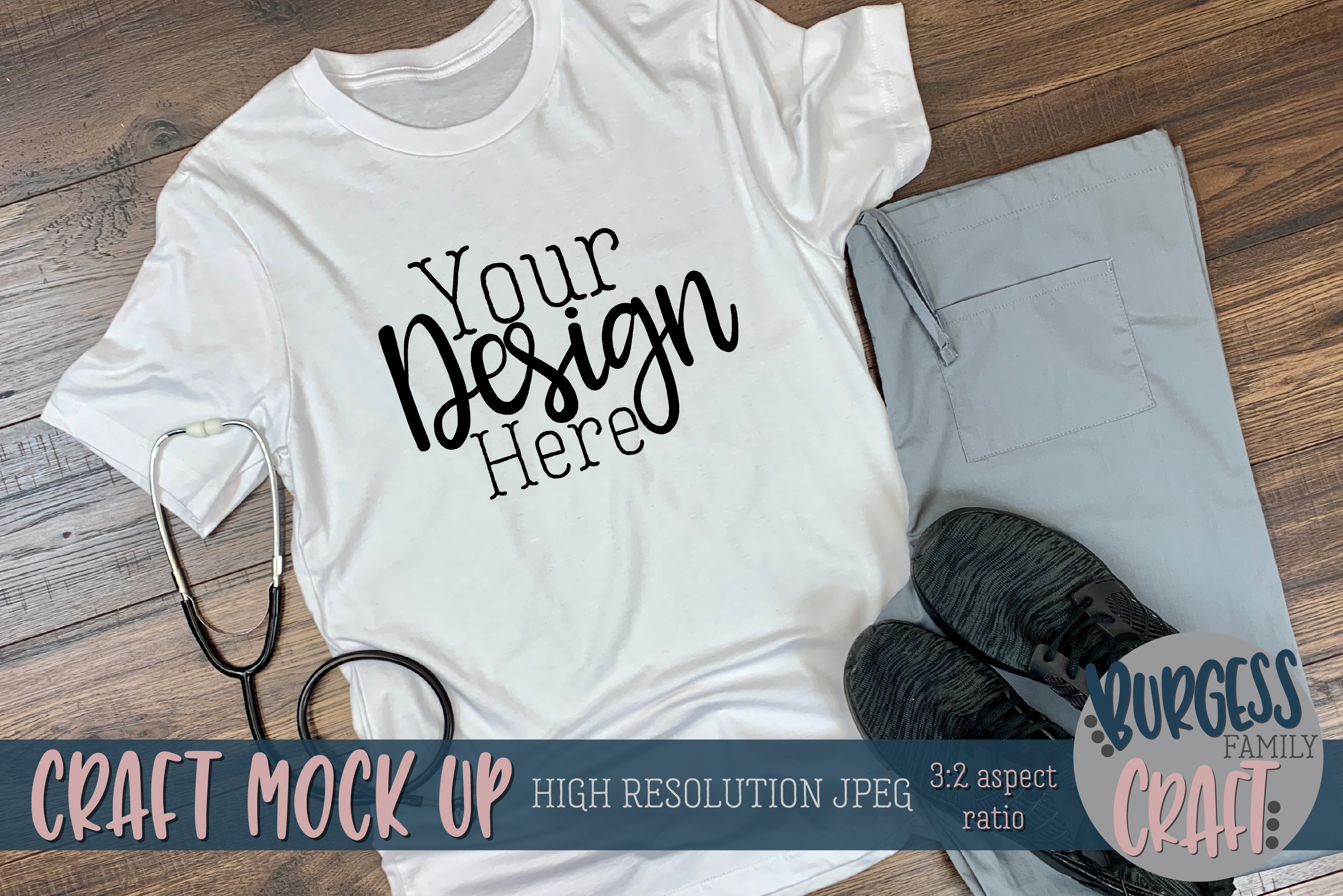 Download White Doctor/Nurse shirt Craft mock up (538536) | Clothing ...