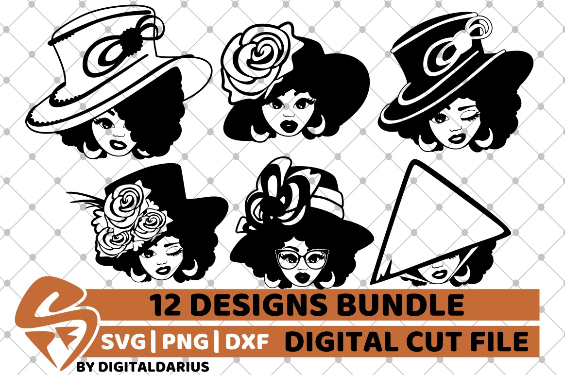 Download 12x Black Woman with Hat Bundle svg, Melanin svg, Glasses ...