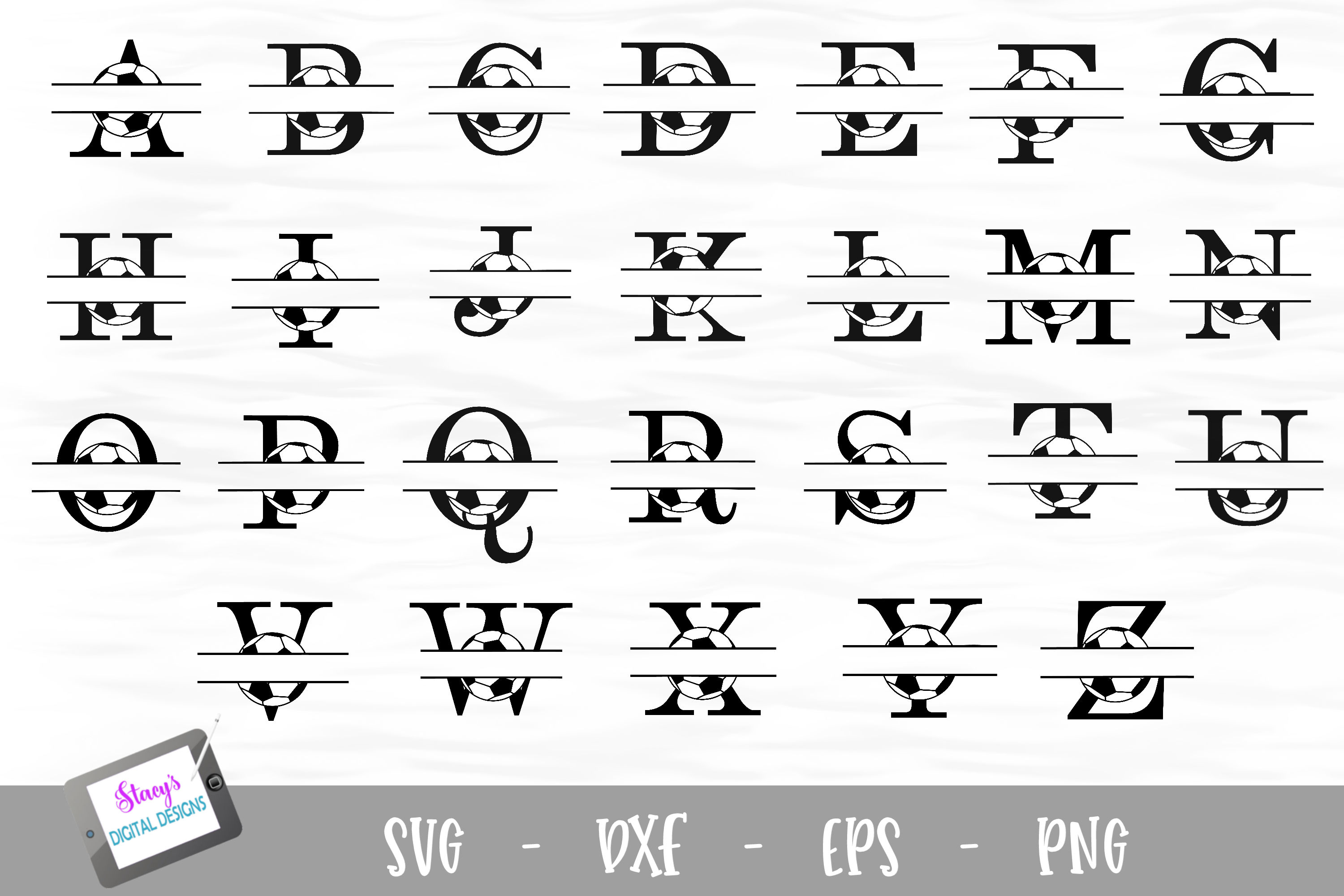 Download Split Letters A-Z - 26 Split Monogram soccer SVG alphabet (370556) | Monograms | Design Bundles