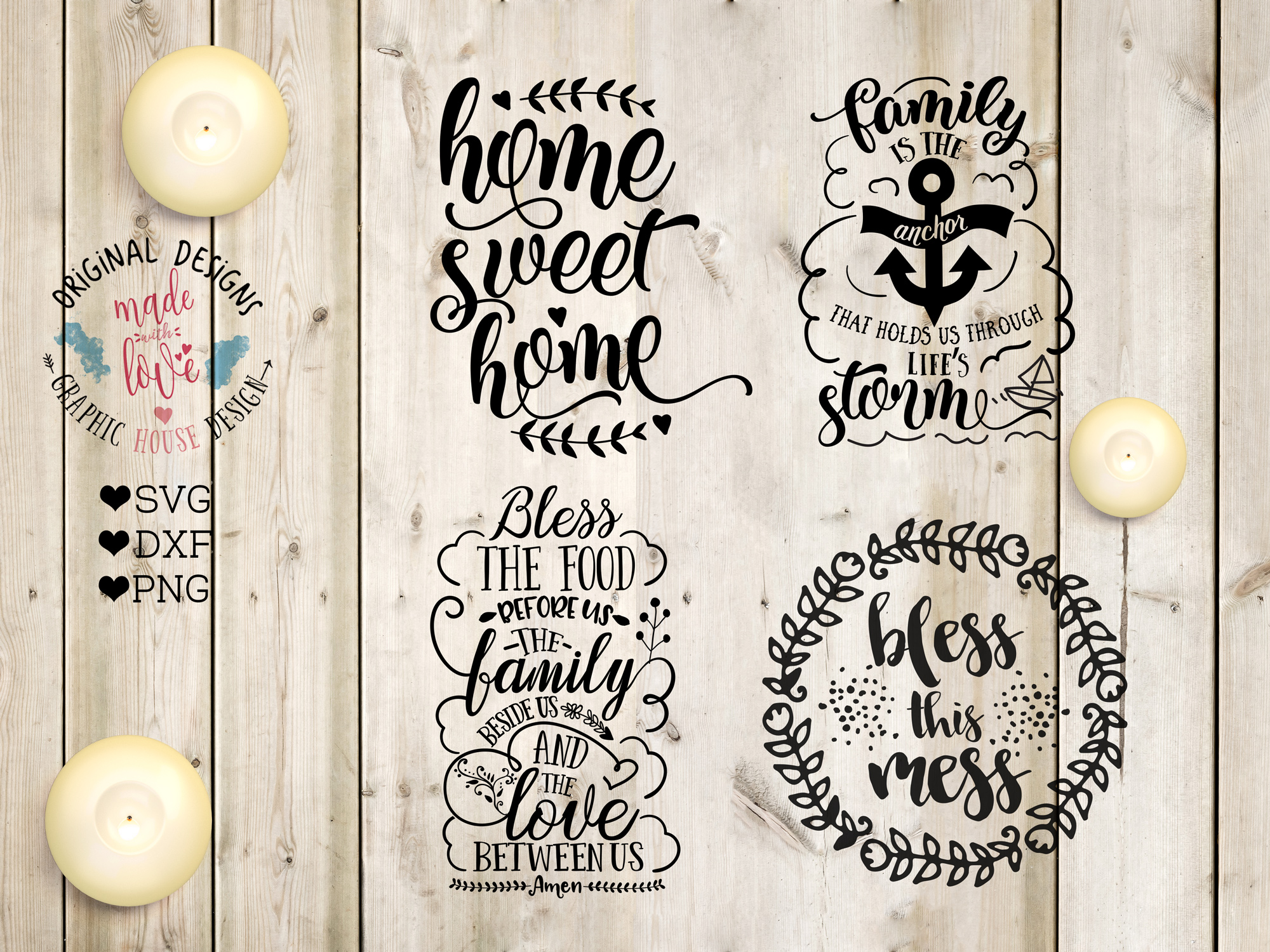 Download Family/Home Cutting Files Bundle SVG, DXF, PNG