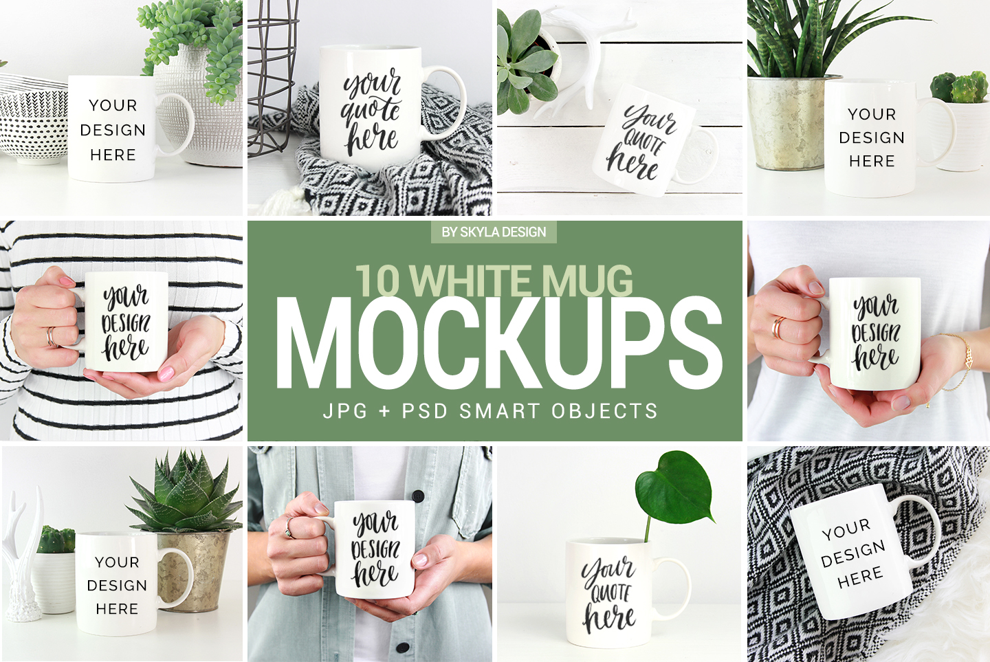 Download 10 Mug mockup bundle, white & green lif | Design Bundles