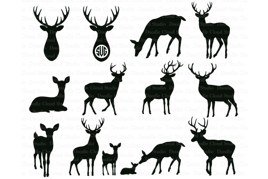 Download Deers SVG, Mama and Baby Deer, Deer monogram SVG and PNG,