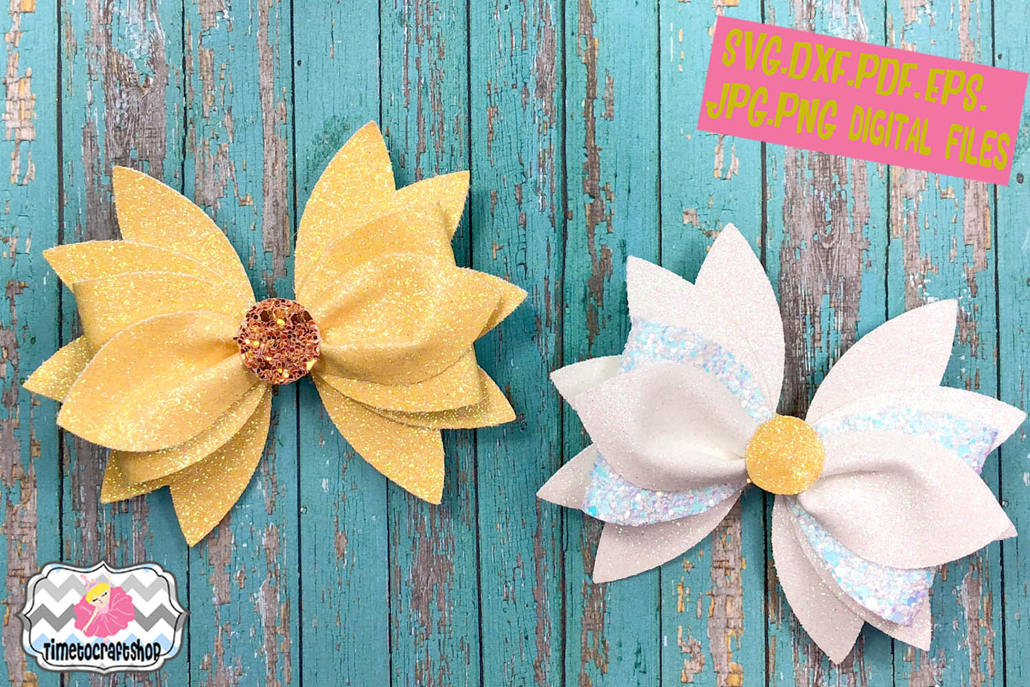 3D Daisy Hair Bow Template SVG, PNG, DXF, PDF, JPEG, EPS
