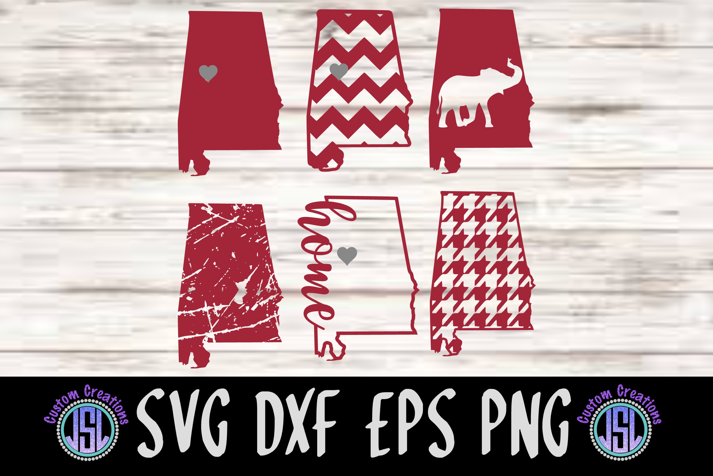 Download Alabama State Shapes Set of 6 Bundle | SVG DXF EPS PNG Fi ...