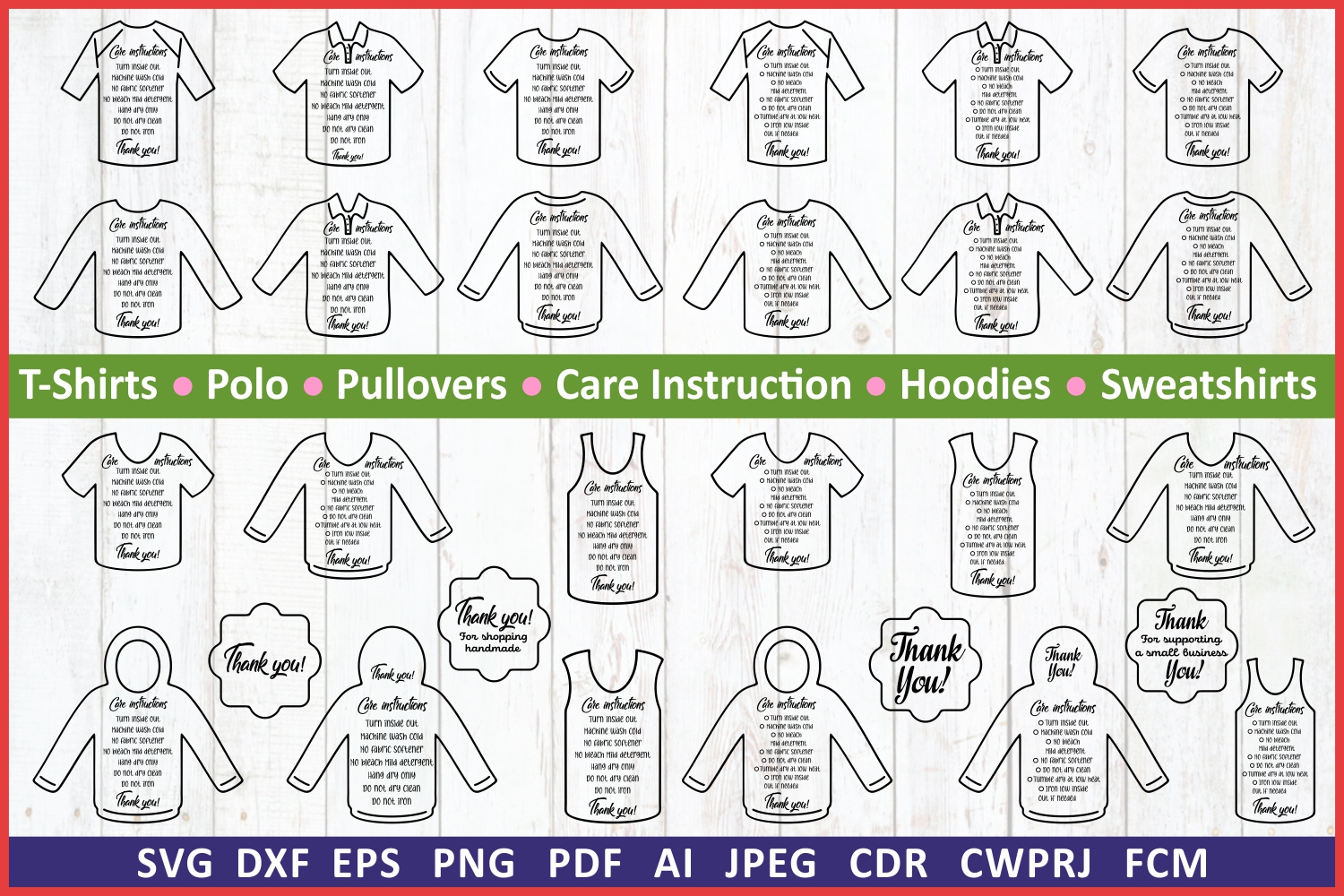 care card bundle tshirts svg label care instruction svg