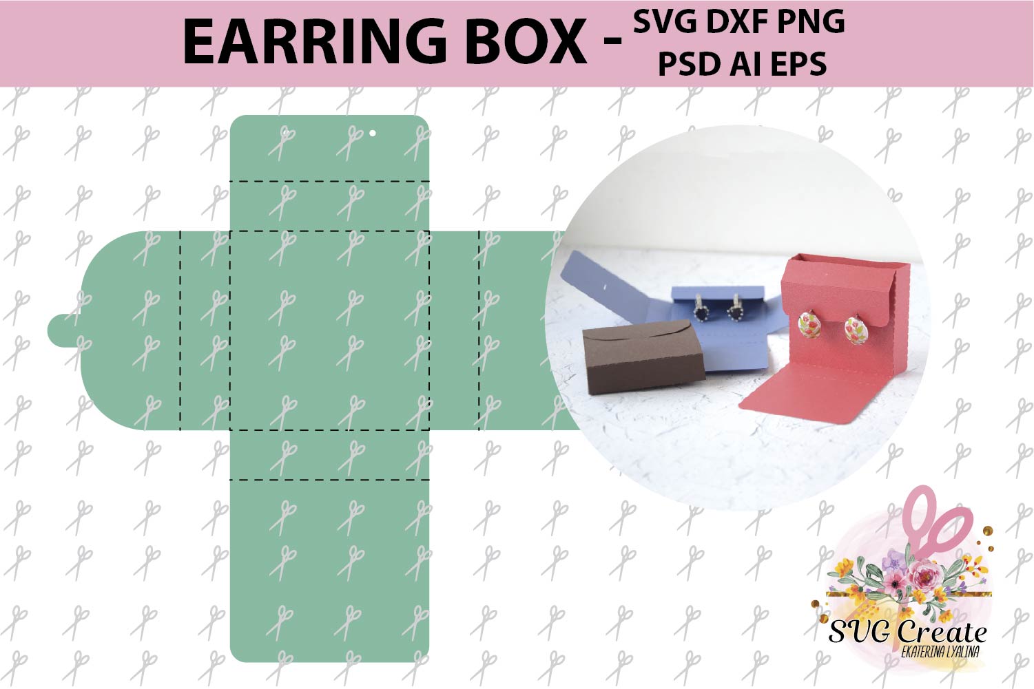 Download Earring box template card display svg jewelry favor print