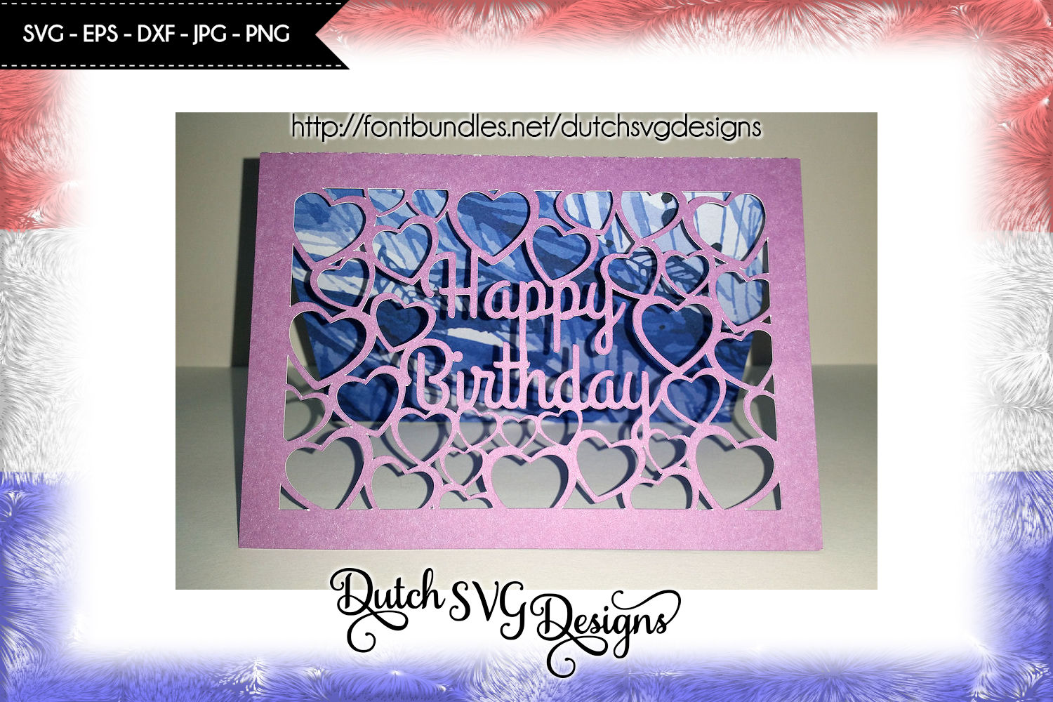 Card cutting file Happy Birthday with cutout hearts