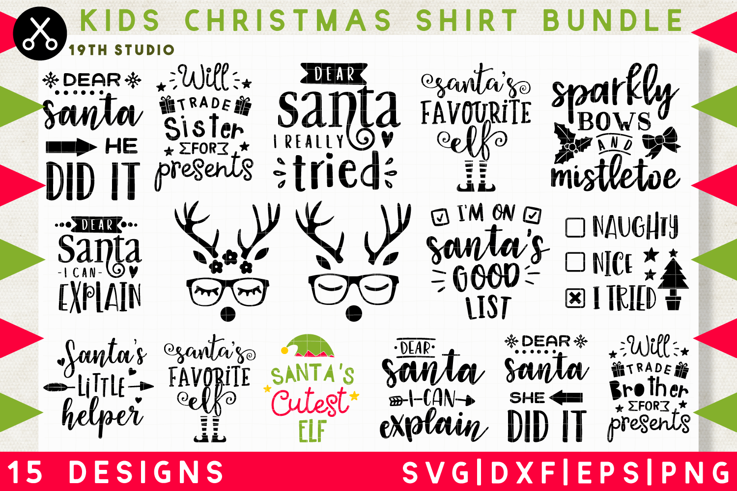 Kids Christmas shirt SVG Bundle | SVG DXF EPS PNG MB37