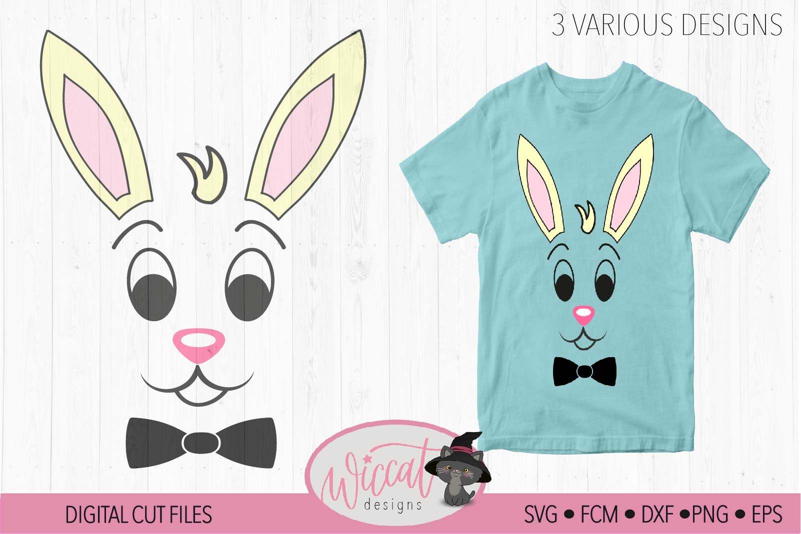 Download Easter bunny boy face with bow tie, 3 various designs