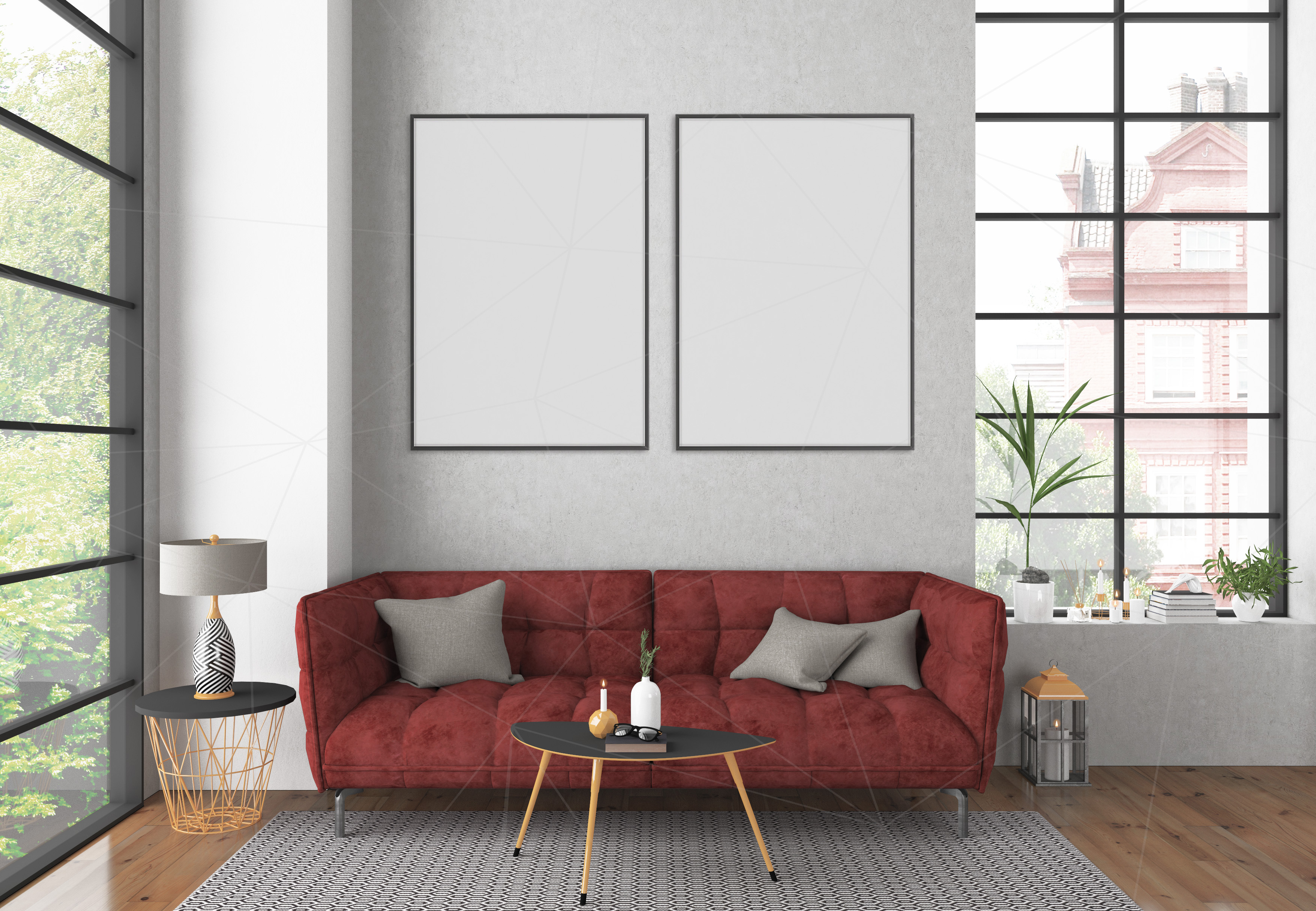 Interior mockup bundle - blank wall mock up