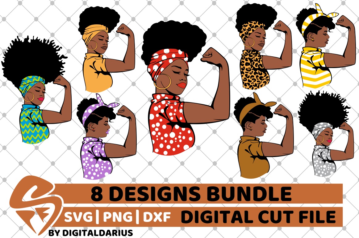 Download 8x Strong Black Woman Bundle svg, Girl Power vector, Layered