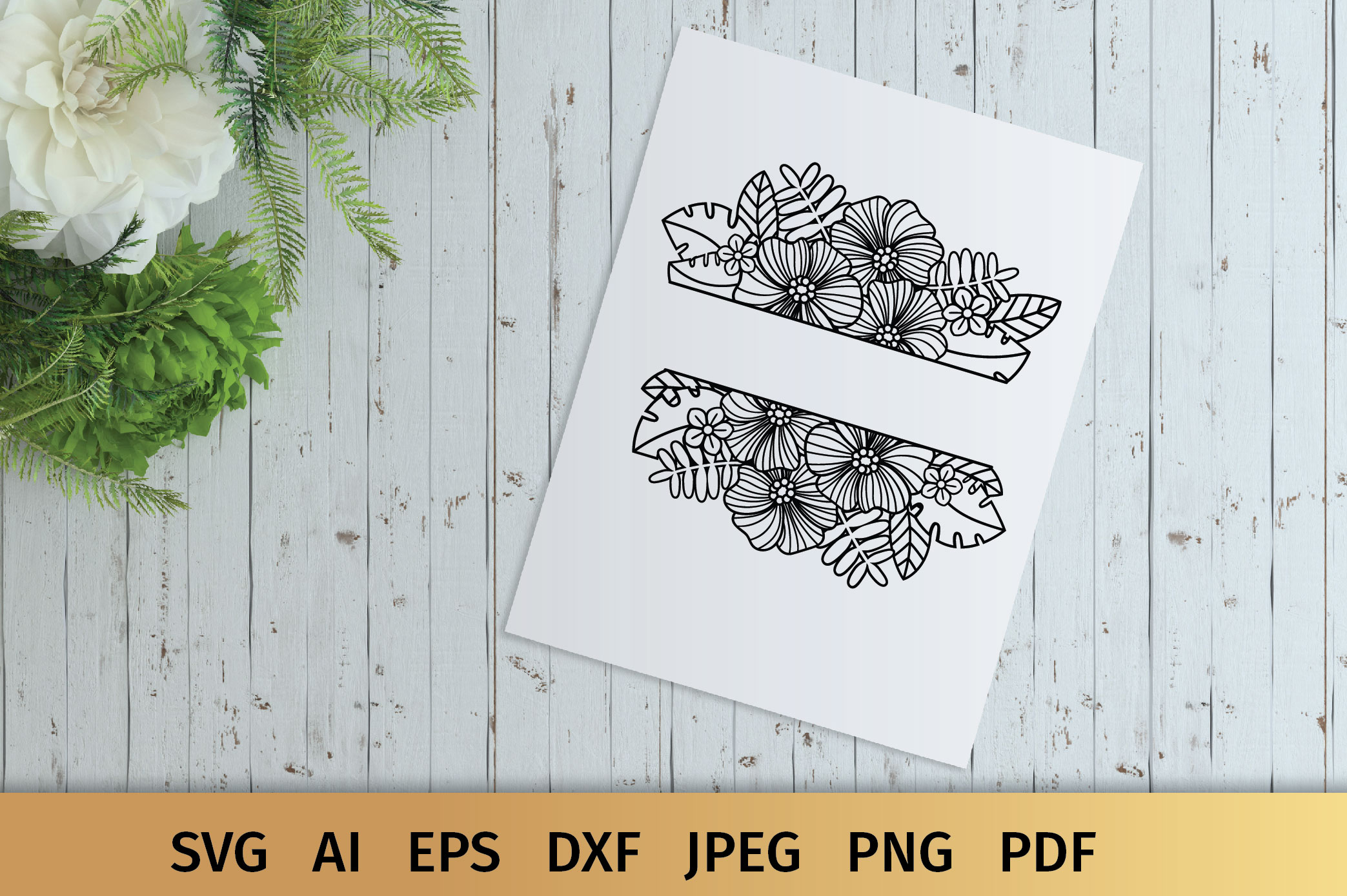 Download Split Floral Border SVG