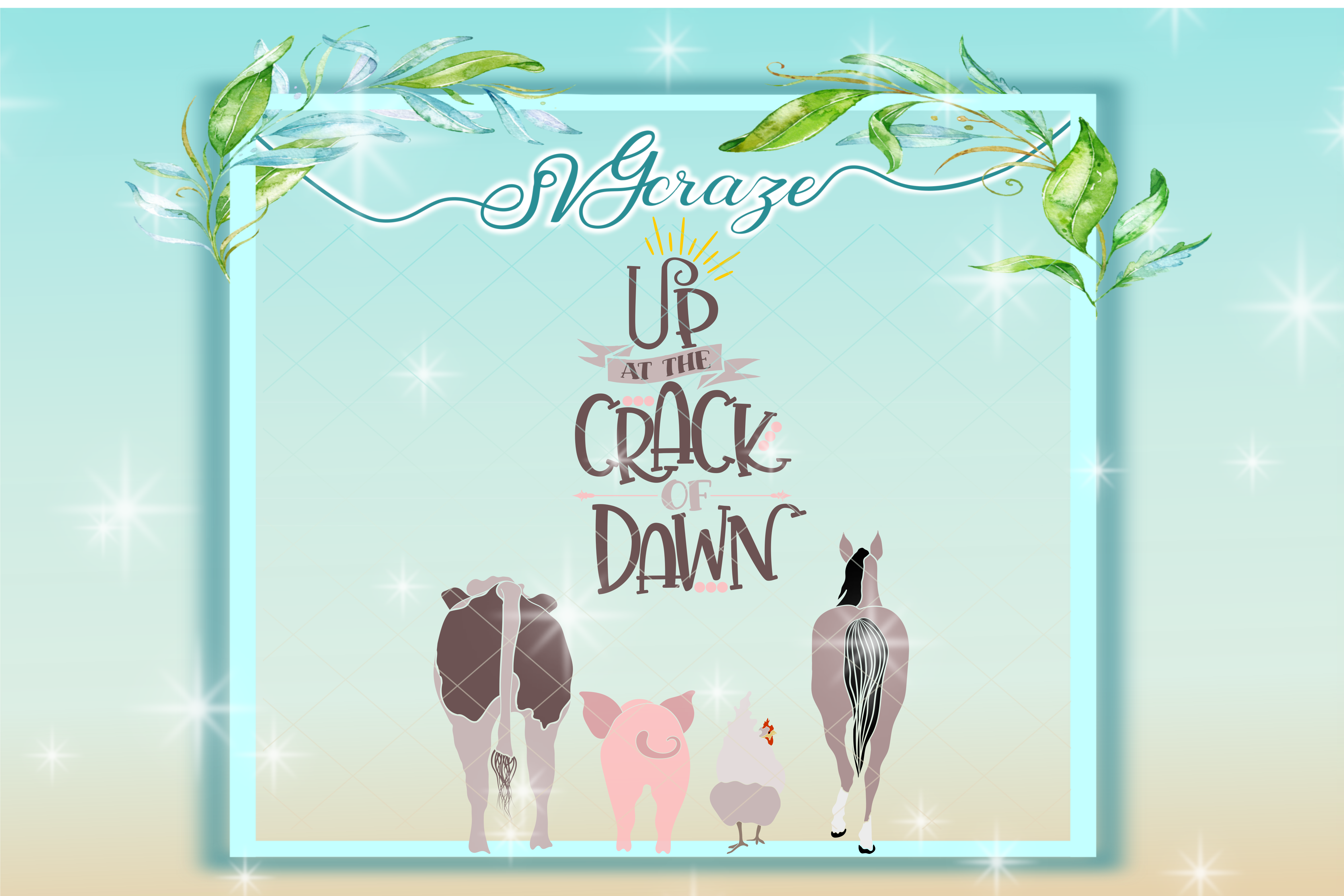 Download Farm Quote SVG, Up At The Crack Of Dawn Quote SVG, Svg Files, Cow, Pig, Chicken, Horse, Animal ...