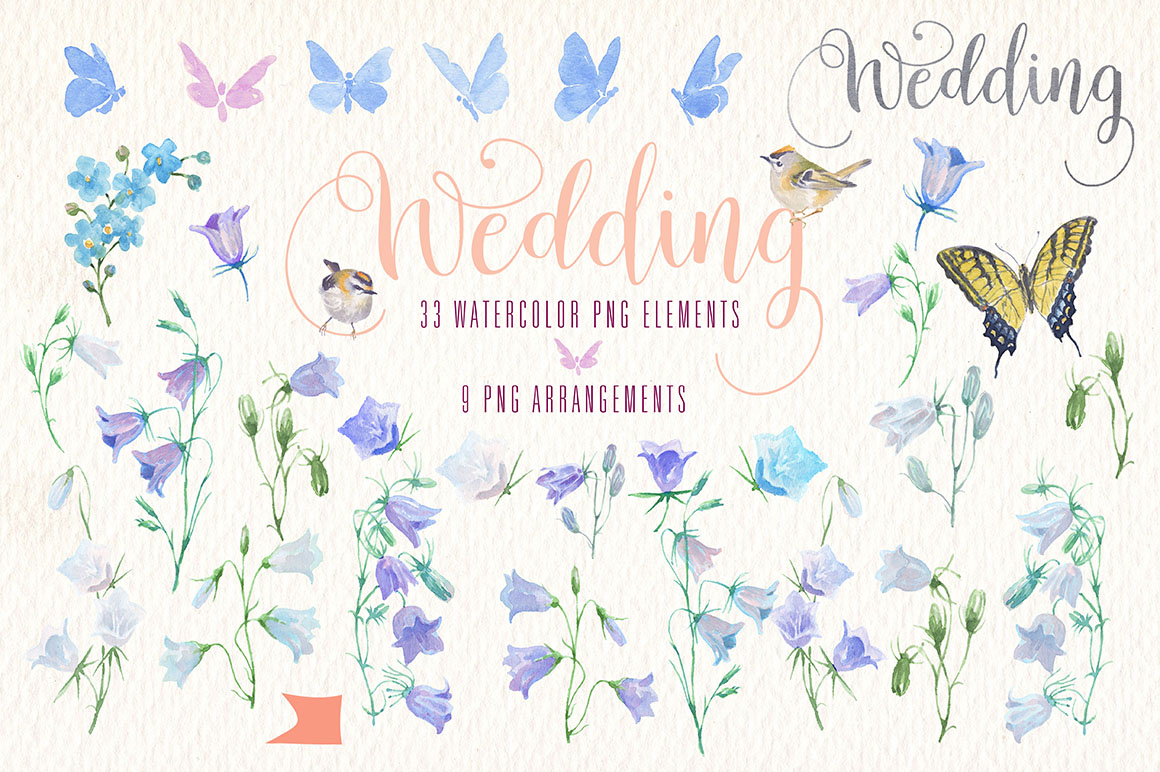 wedding watercolor clip art set (70644) | Illustrations | Design Bundles