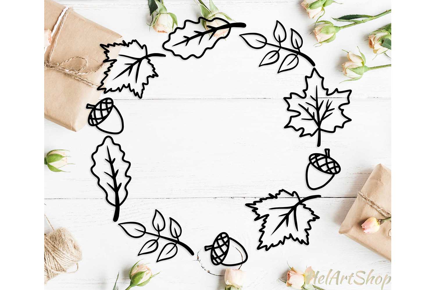 Download Fall wreath svg, autumn leaves svg cutting file