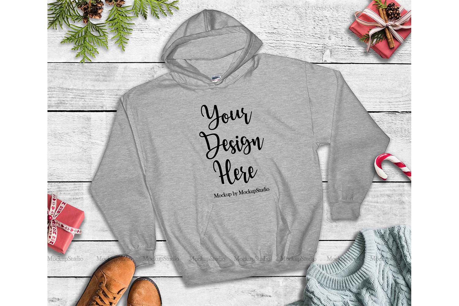 Download Christmas Winter Hoodie Mockup Bundle 5 Colors Gildan 18500