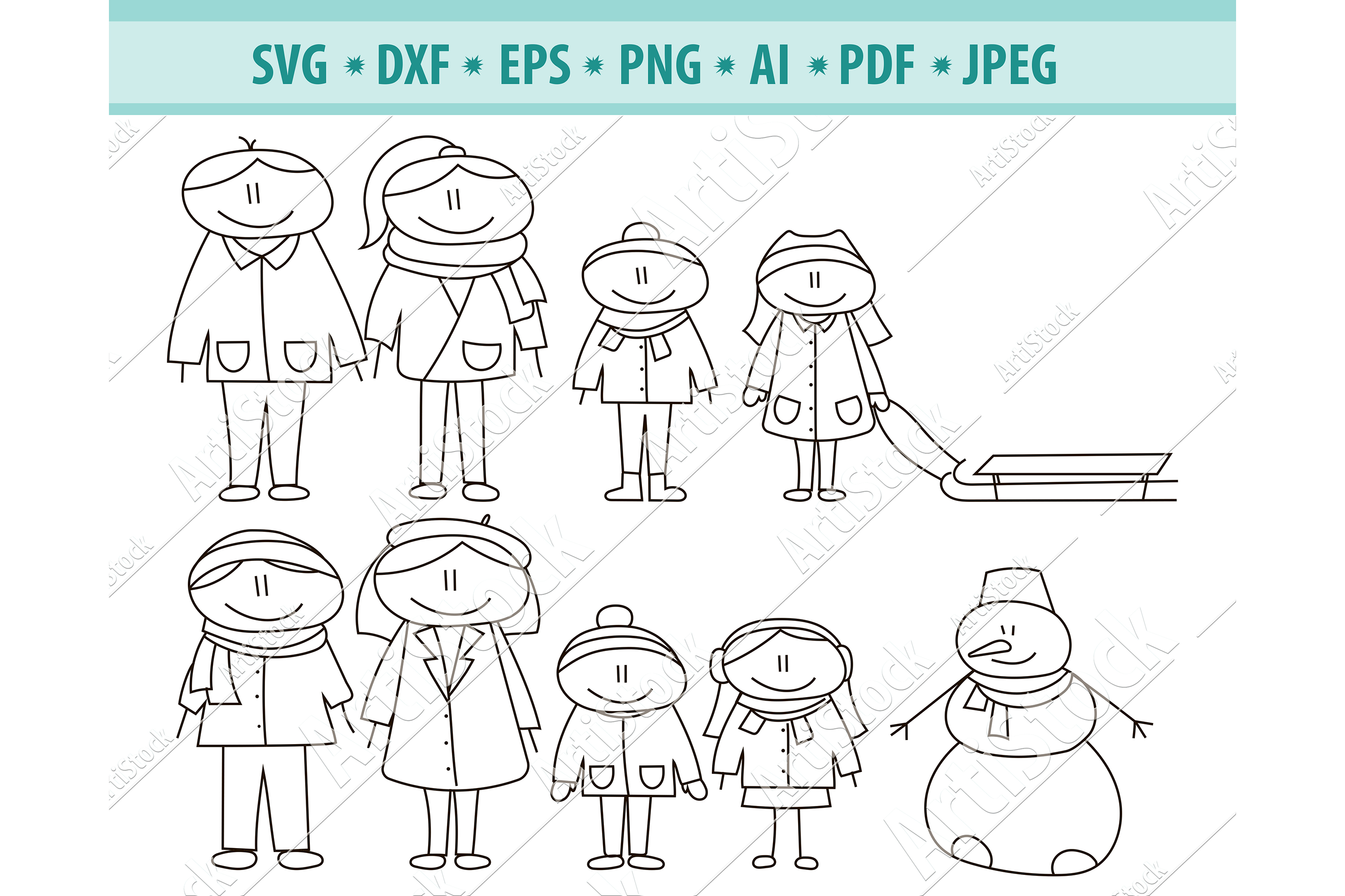 Download Stick family svg, Stick clipart Svg, Christmas png, dxf ...