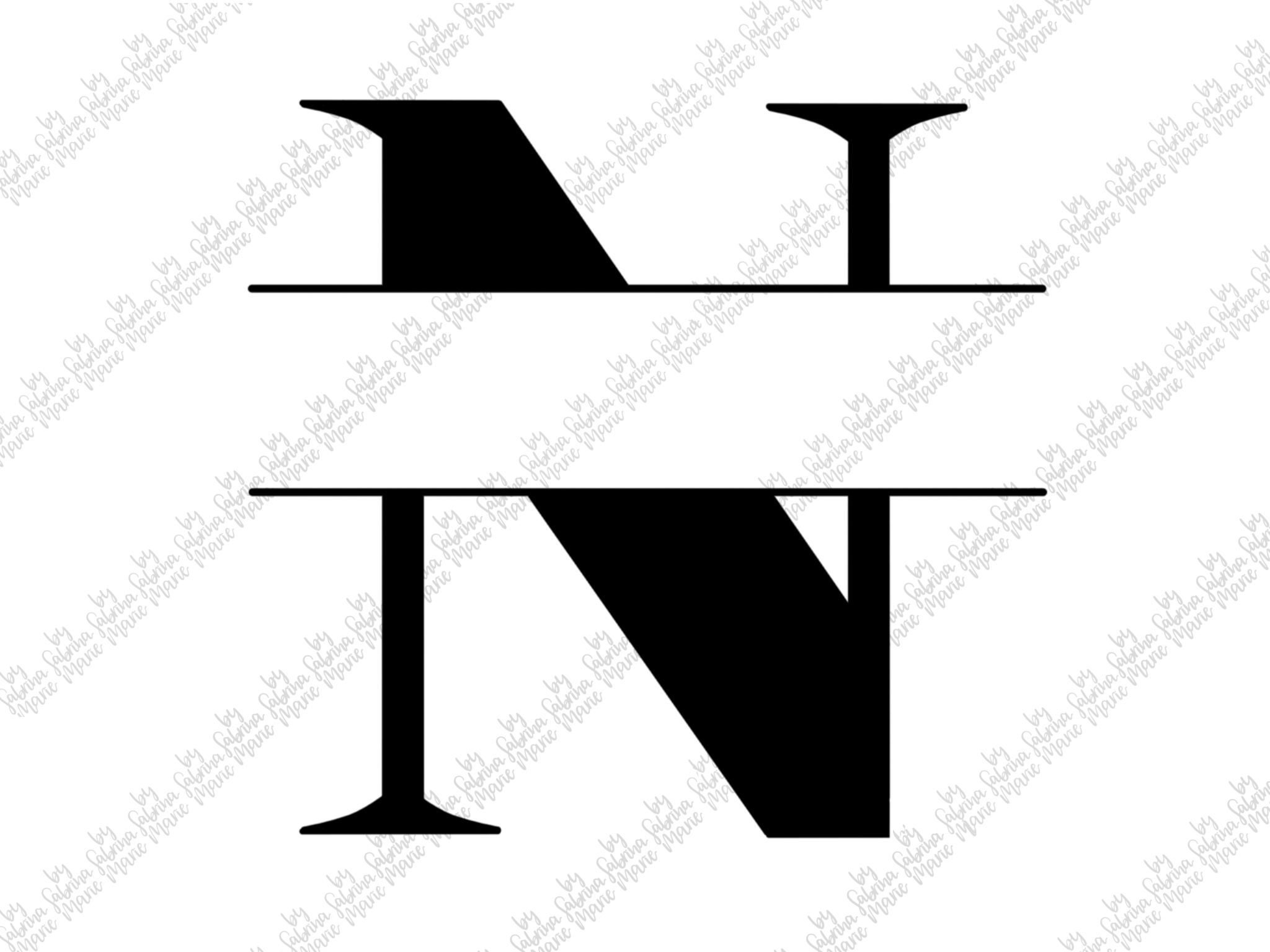 Split Monogram N - Handdrawn - SVG/PNG (347961) | Cut ...