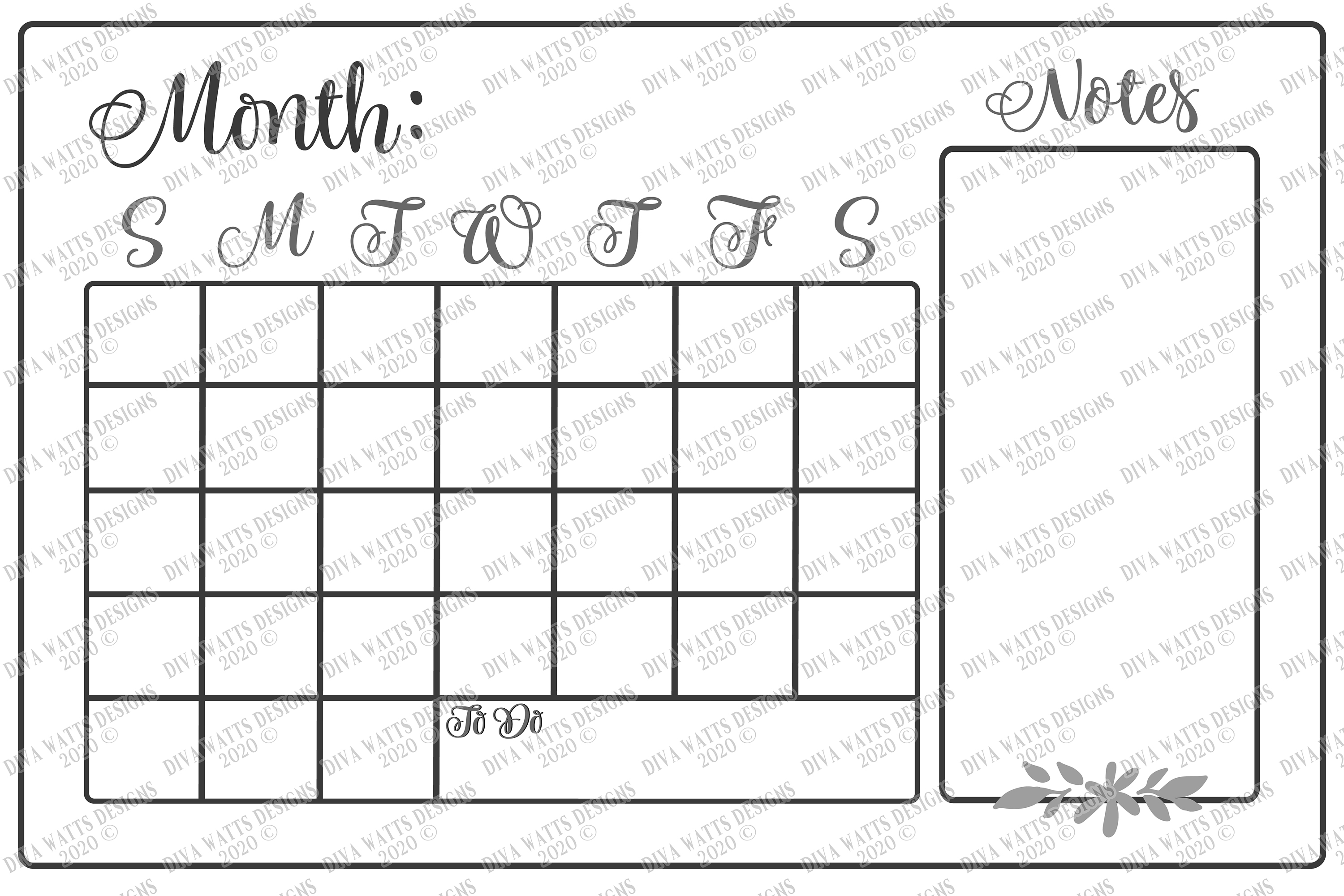 Calendar SVG DXF Monthly Farmhouse Chalkboard Sign EPS