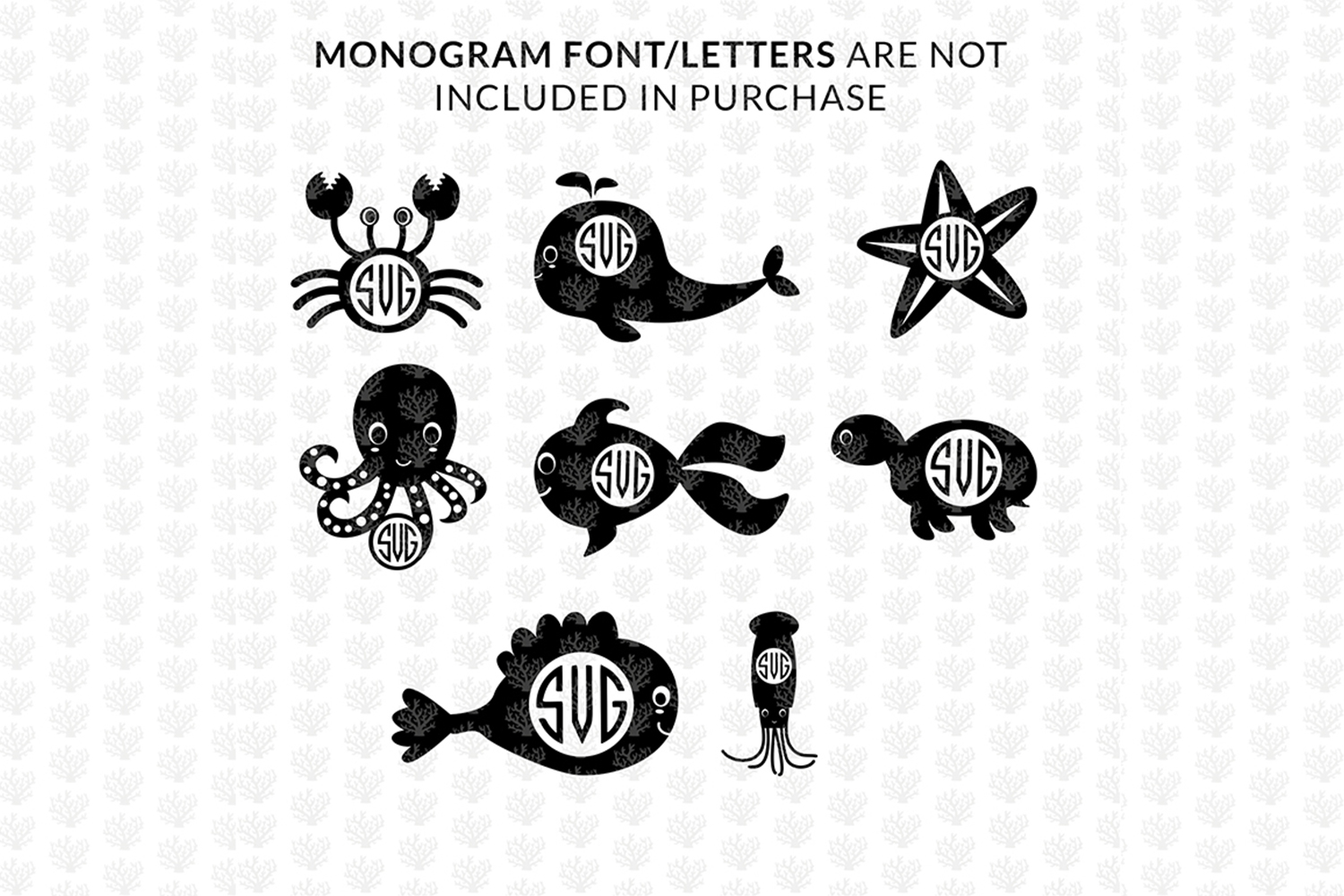 Download BIG SVG Bundle - 8 Sea Animal Monogram Svg Frame PNG EPS ...