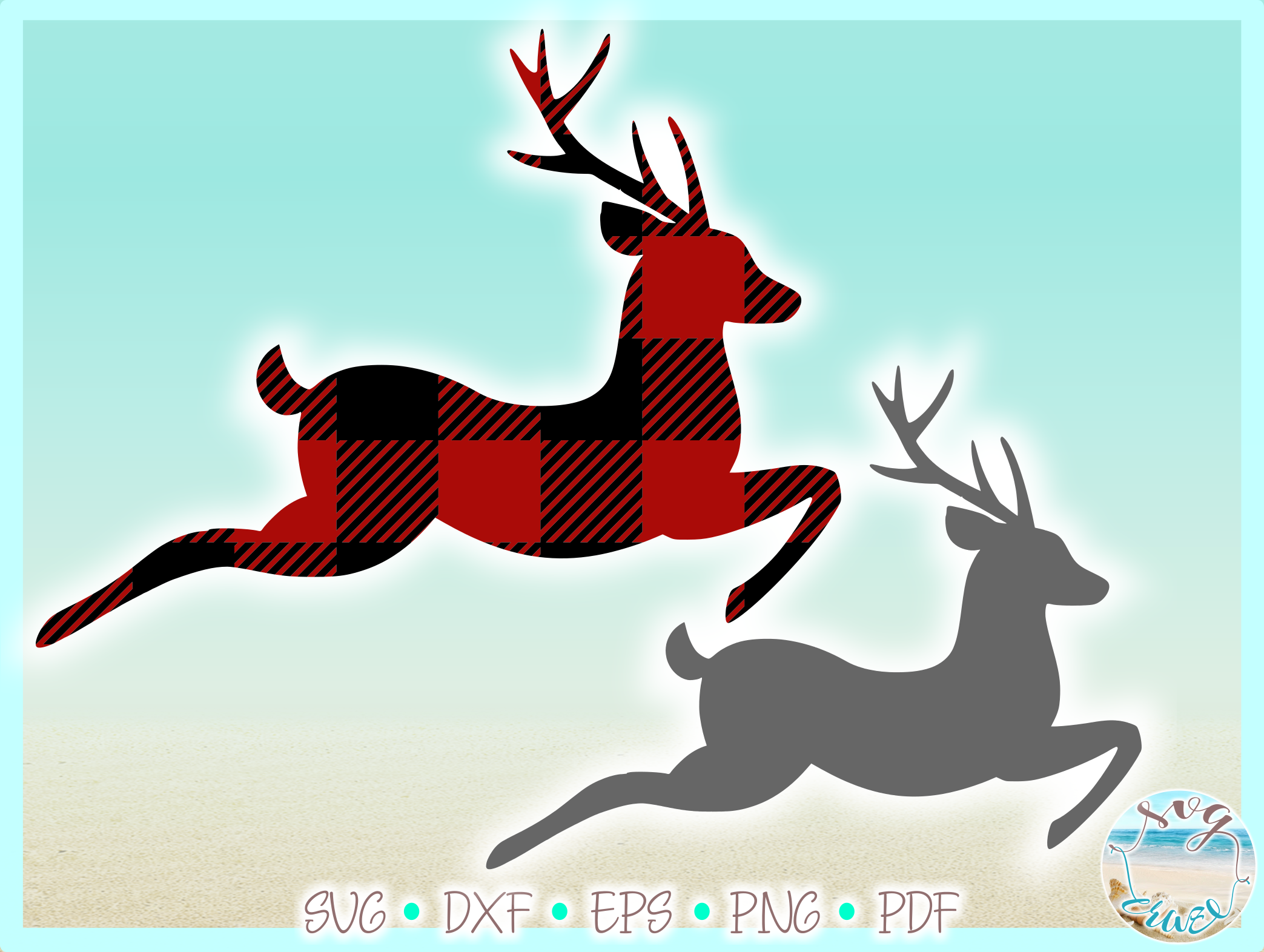 Download Leaping Reindeer Buffalo Plaid Svg Dxf Eps Png PDF file ...