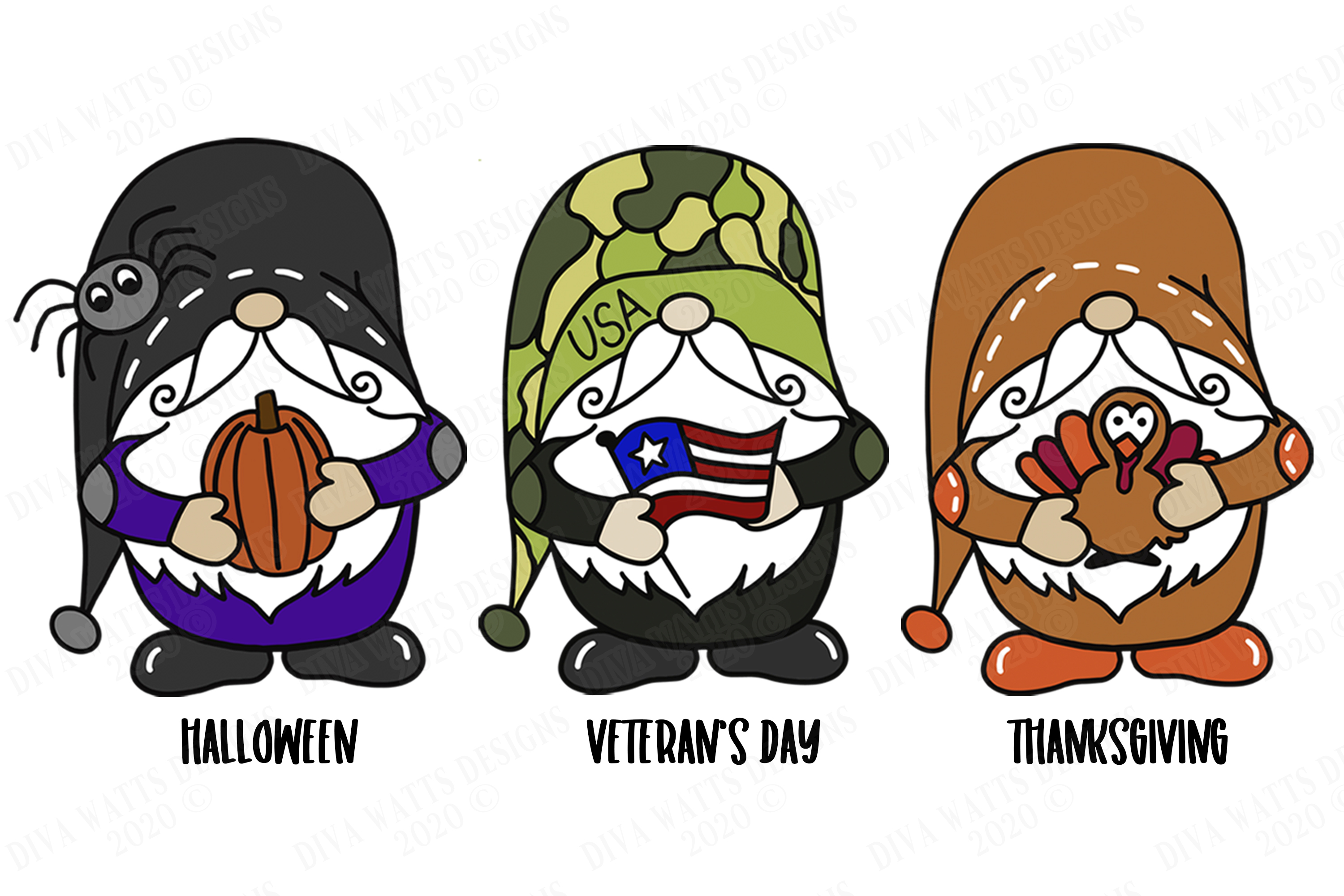Holiday Gnomes Collection - 12 Gnomes - SVG EPS PNG - Gnome