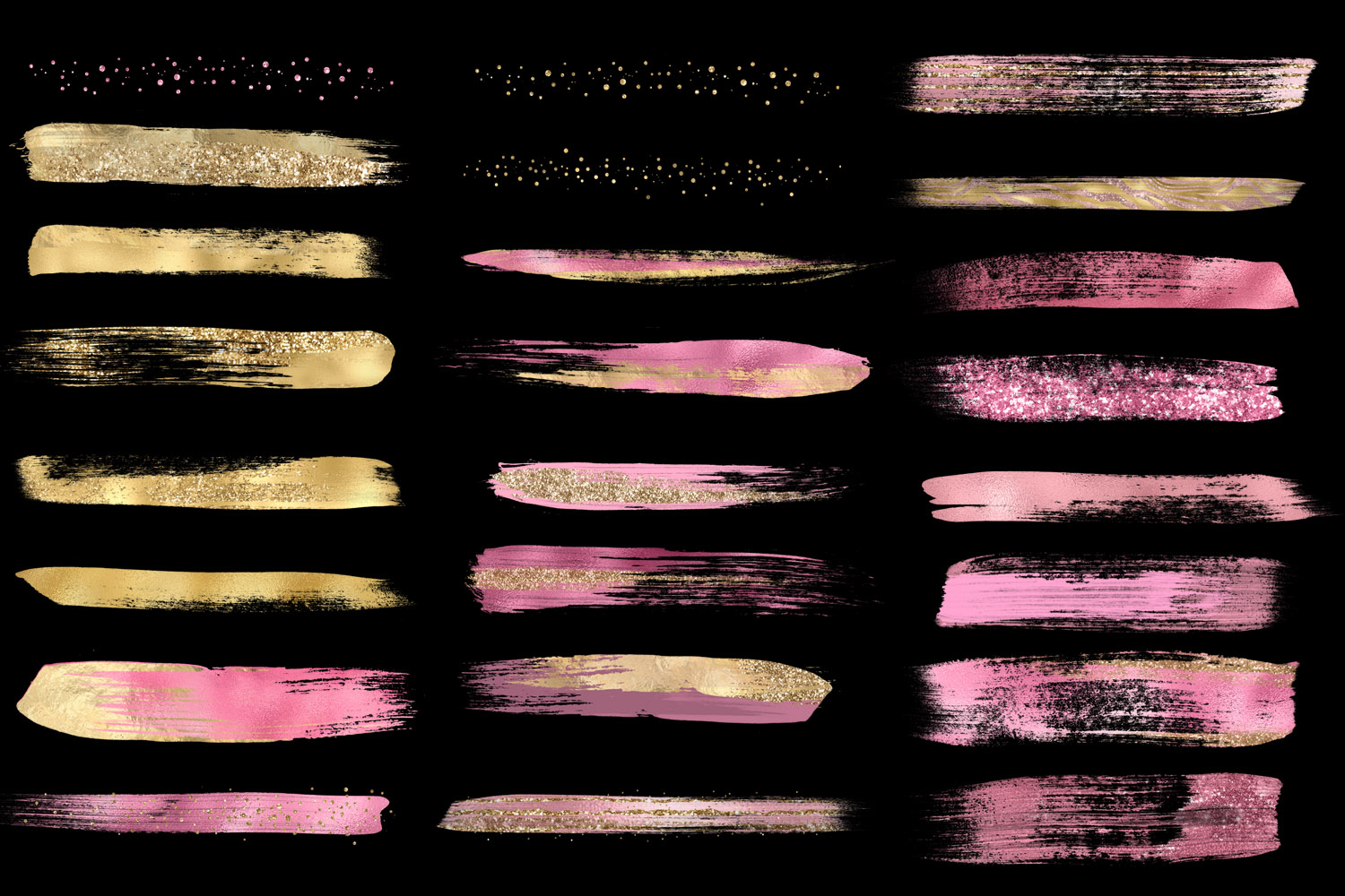 Pink and Gold Brush Strokes Clipart