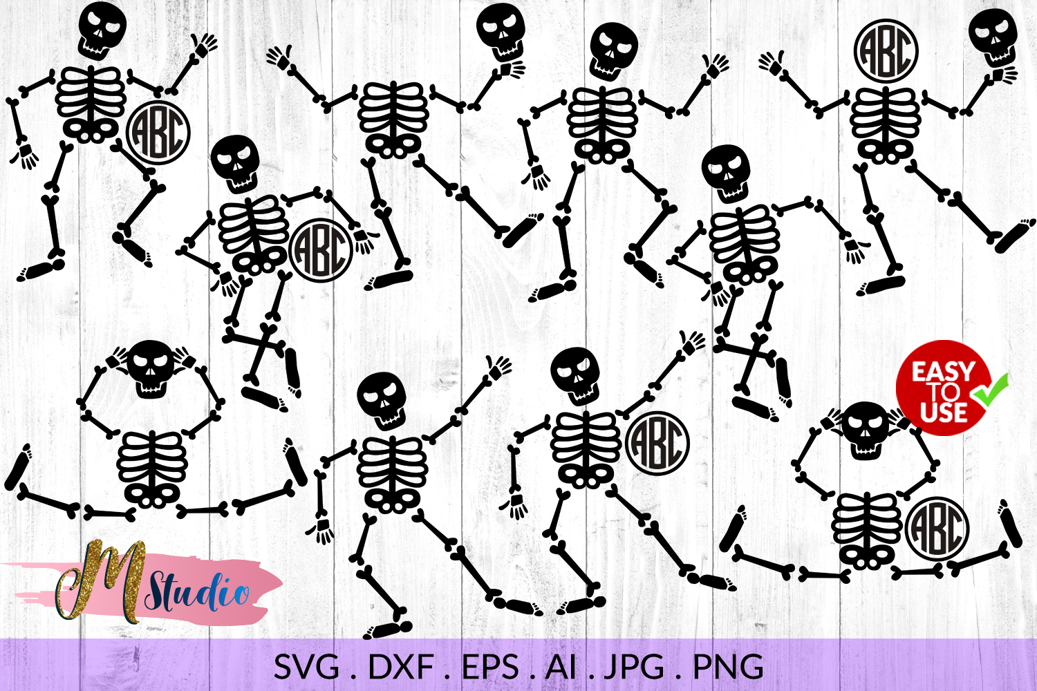 Download Skeleton svg svg, Monogram , for Silhouette Cameo or Cricut