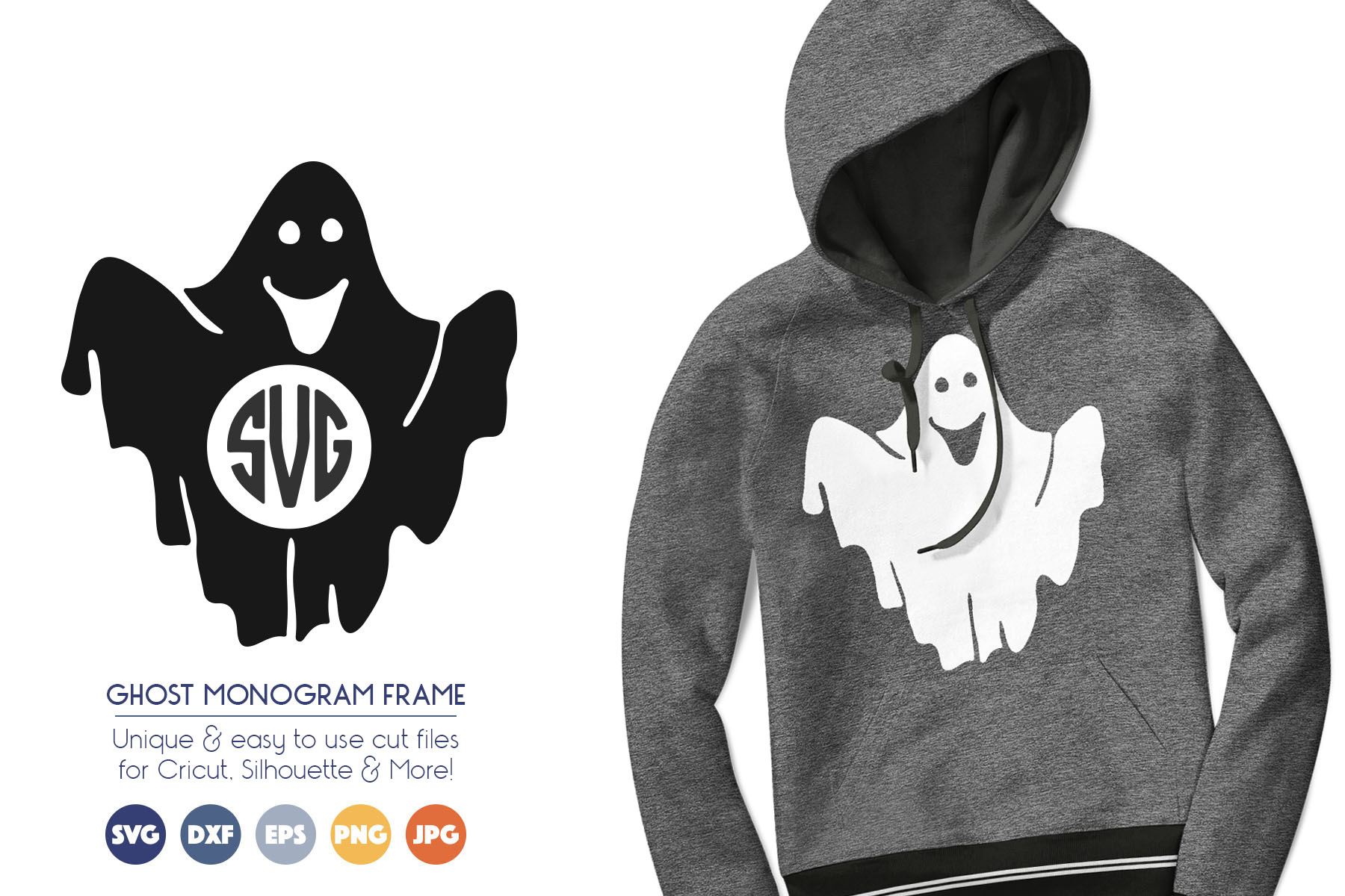 Halloween Monogram Frame SVG Cutting Files - Ghost