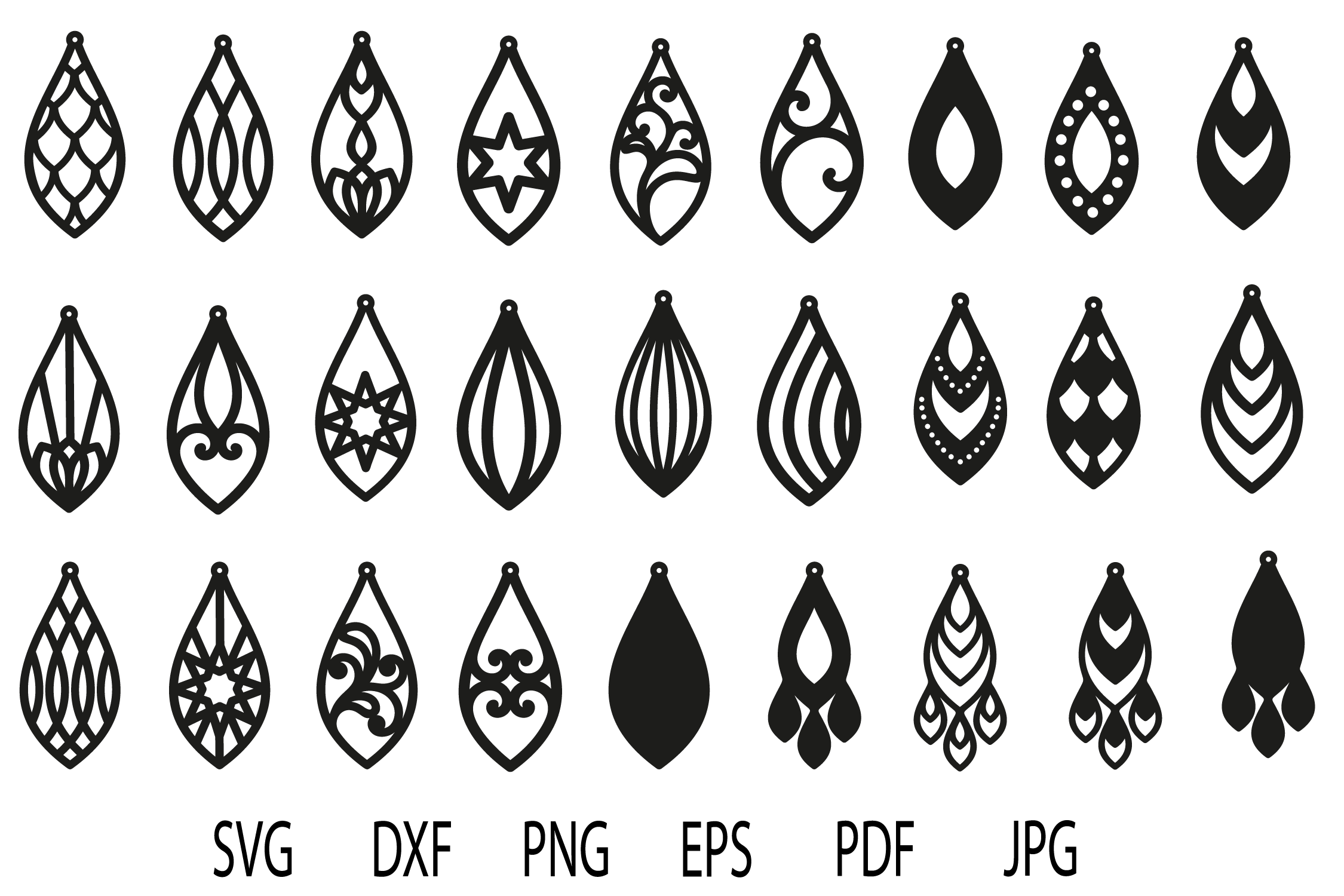 Earrings svg, Teardrop Earrings, Earrings Template (217005) | SVGs ...