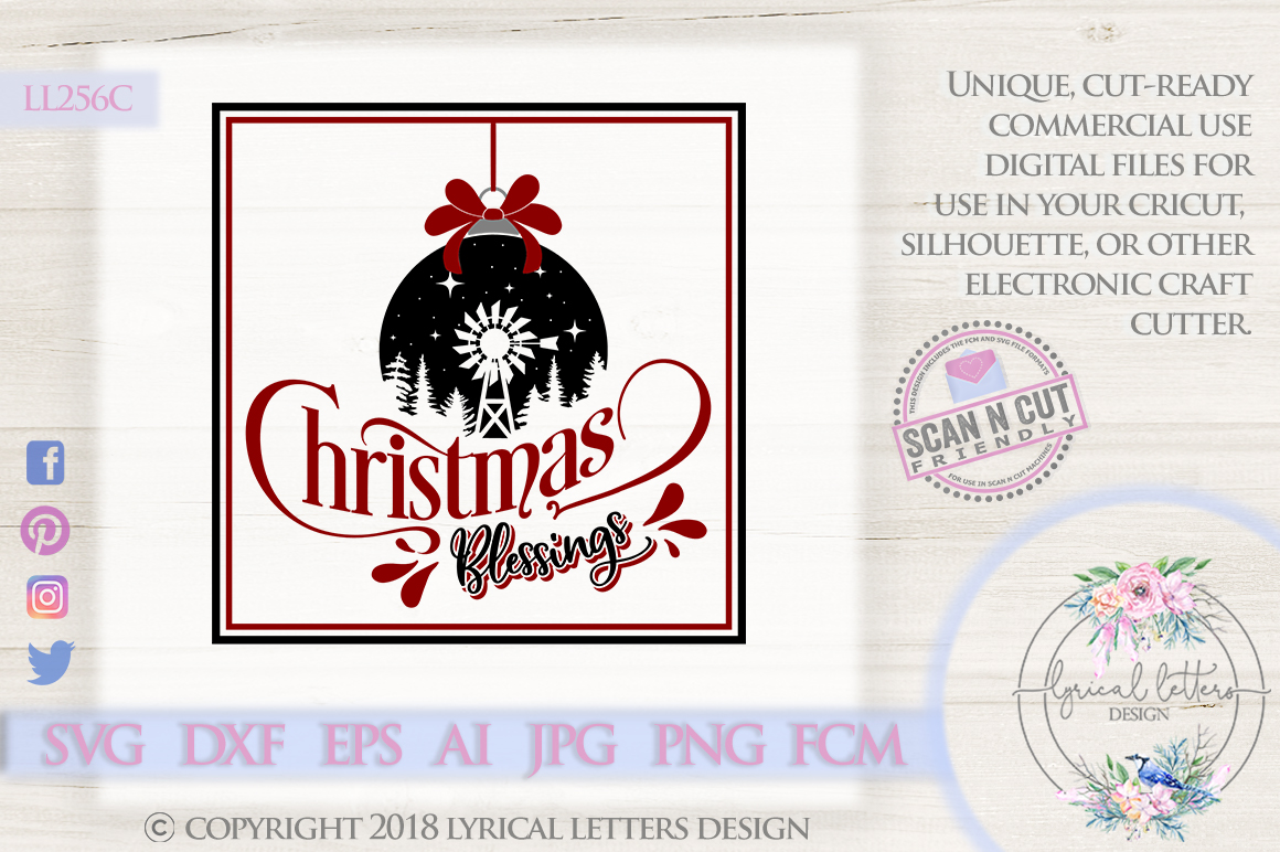 Download Farmhouse Christmas Blessings with Windmill SVG LL256C