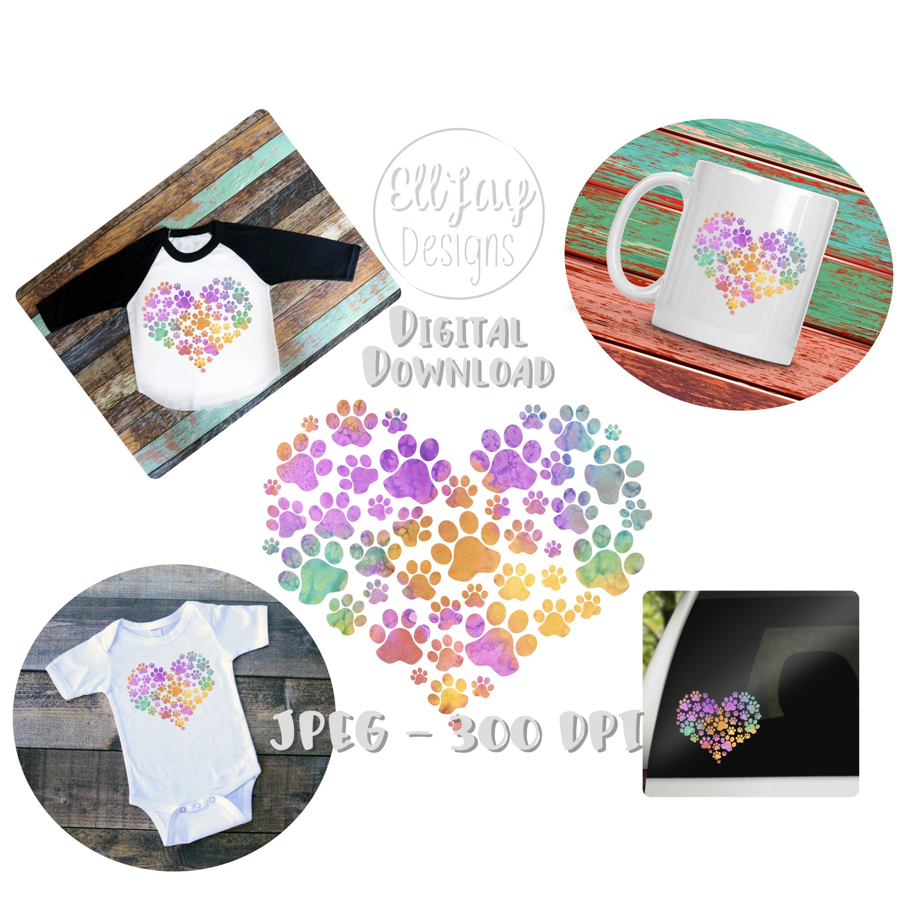 Download Water Color Paw Print Heart