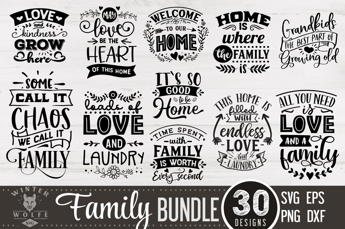 Family Bundle 30 designs SVG EPS DXF PNG