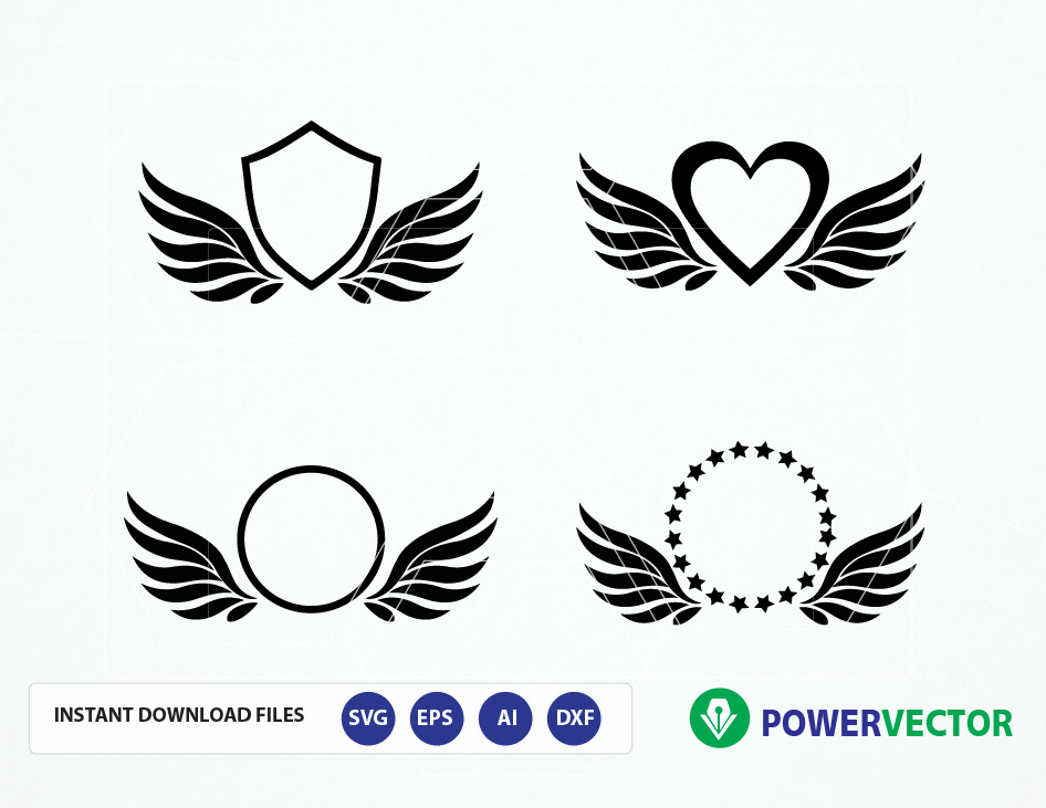 Download Wings Monogram Frames Digital Cut Files - Svg Ai Dfx Eps ...