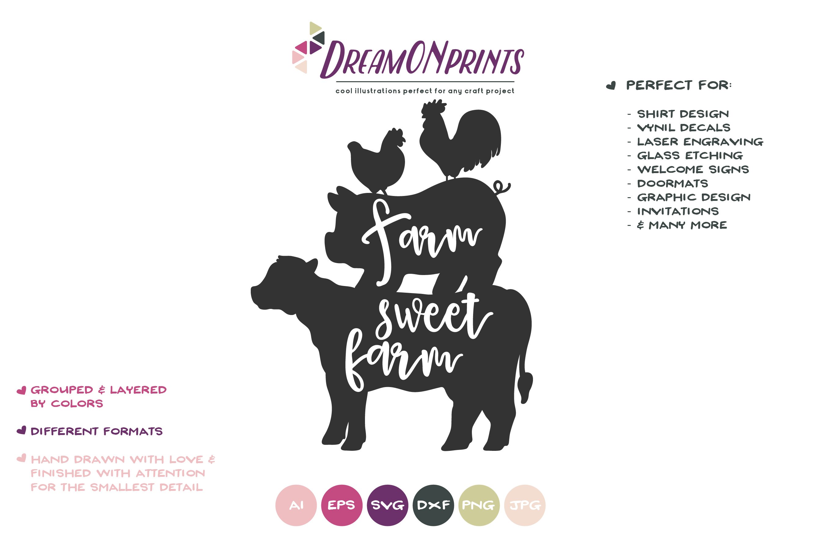 Download Farm Sweet Farm SVG - Stacked Animals Svg