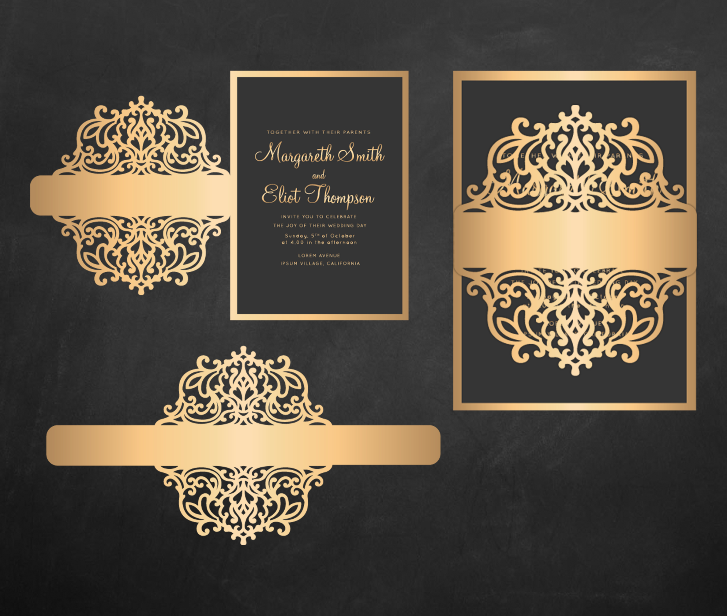 Download Laser cut wedding invitation Set, 5x7, Cricut Template ...