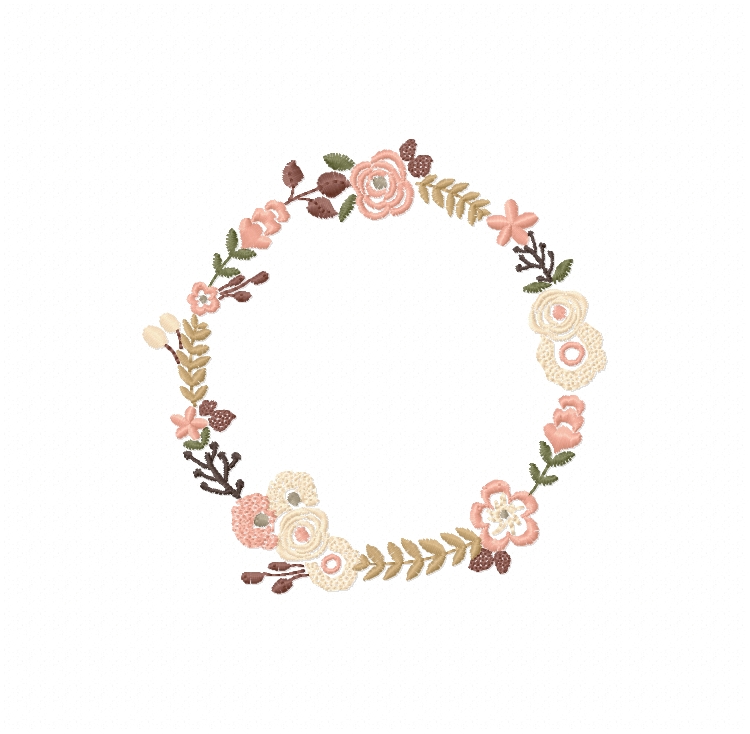 Download Small Floral Wreath for Monogram Frame Embroidery Design ...