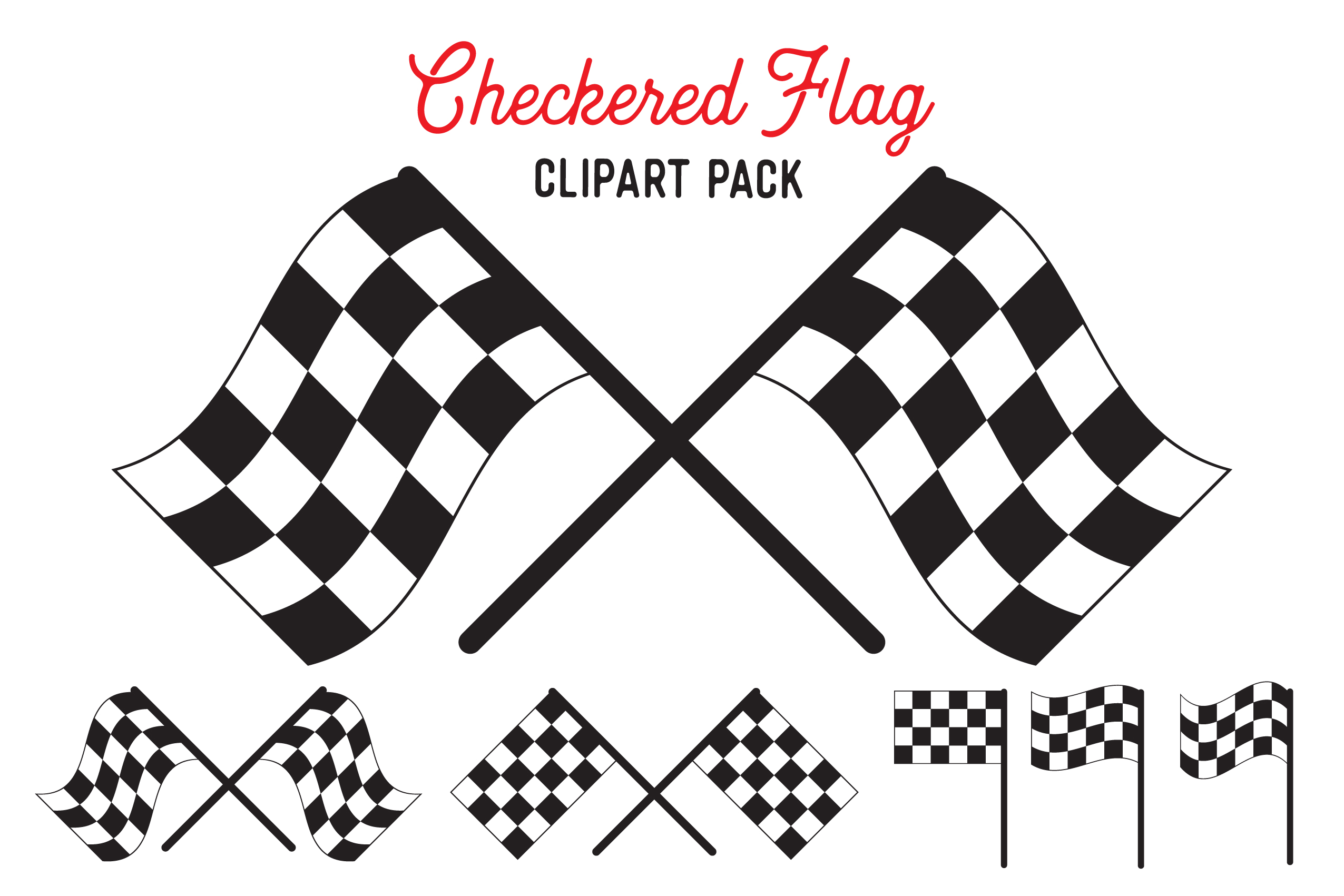 Checkered Flag SVG Vector Design Bundle - Vector Cut Files (272277
