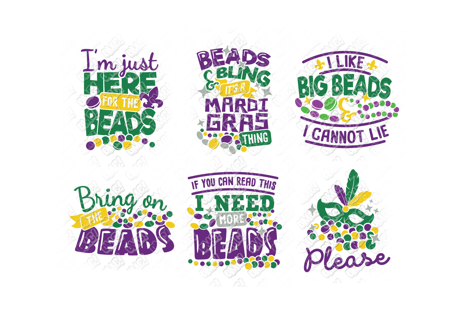 Mardi Gras Beads SVG Bundle in SVG, DXF, PNG, EPS, JPEG