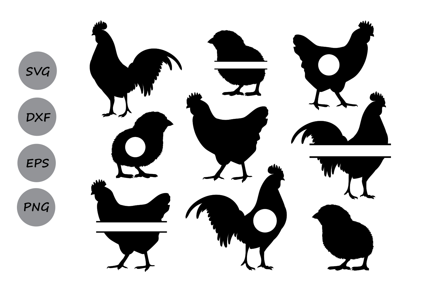 Chicken SVG, Chicken Monogram Svg, Rooster Svg, Hen Svg, Chicken