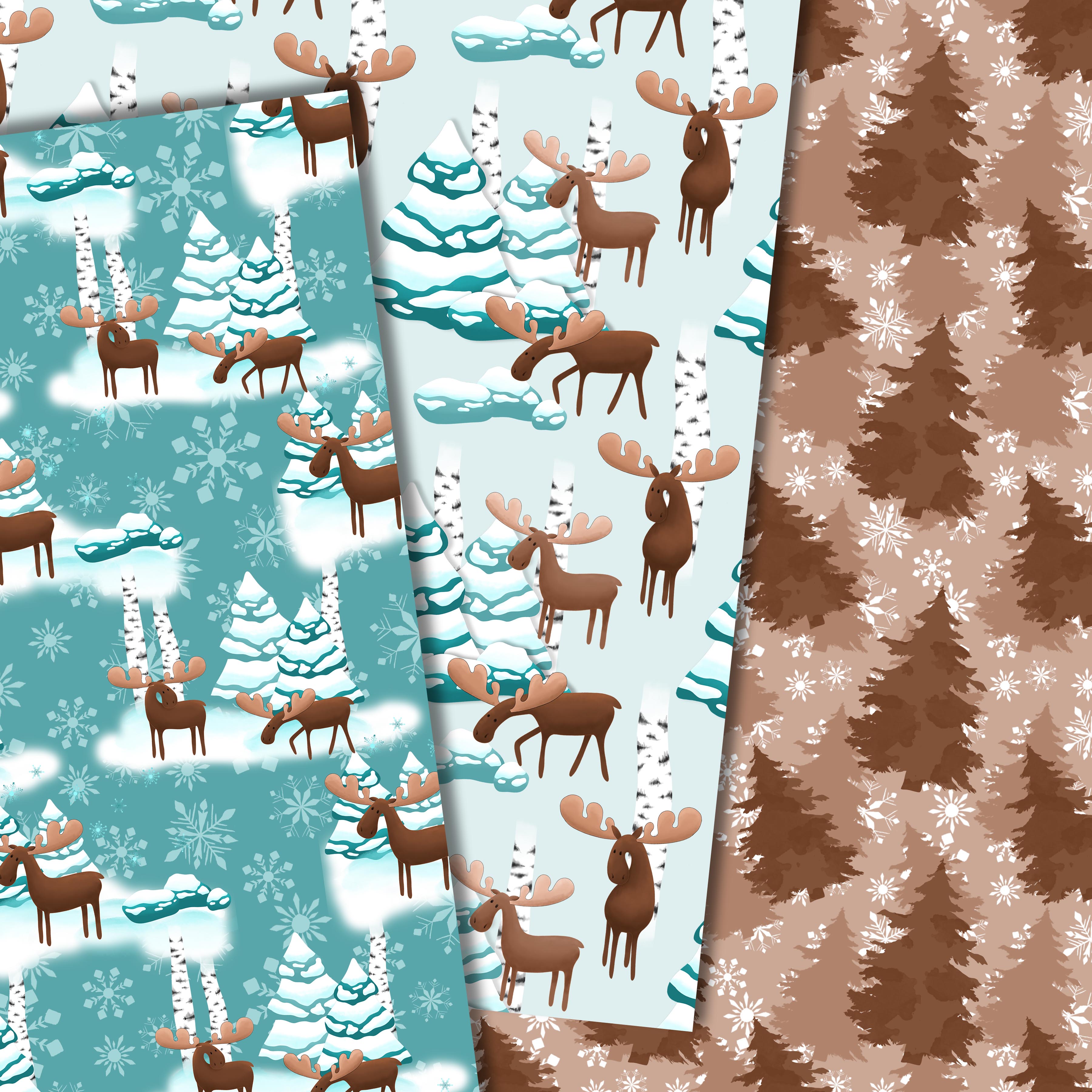 Moose digital paper (43117) | Patterns | Design Bundles