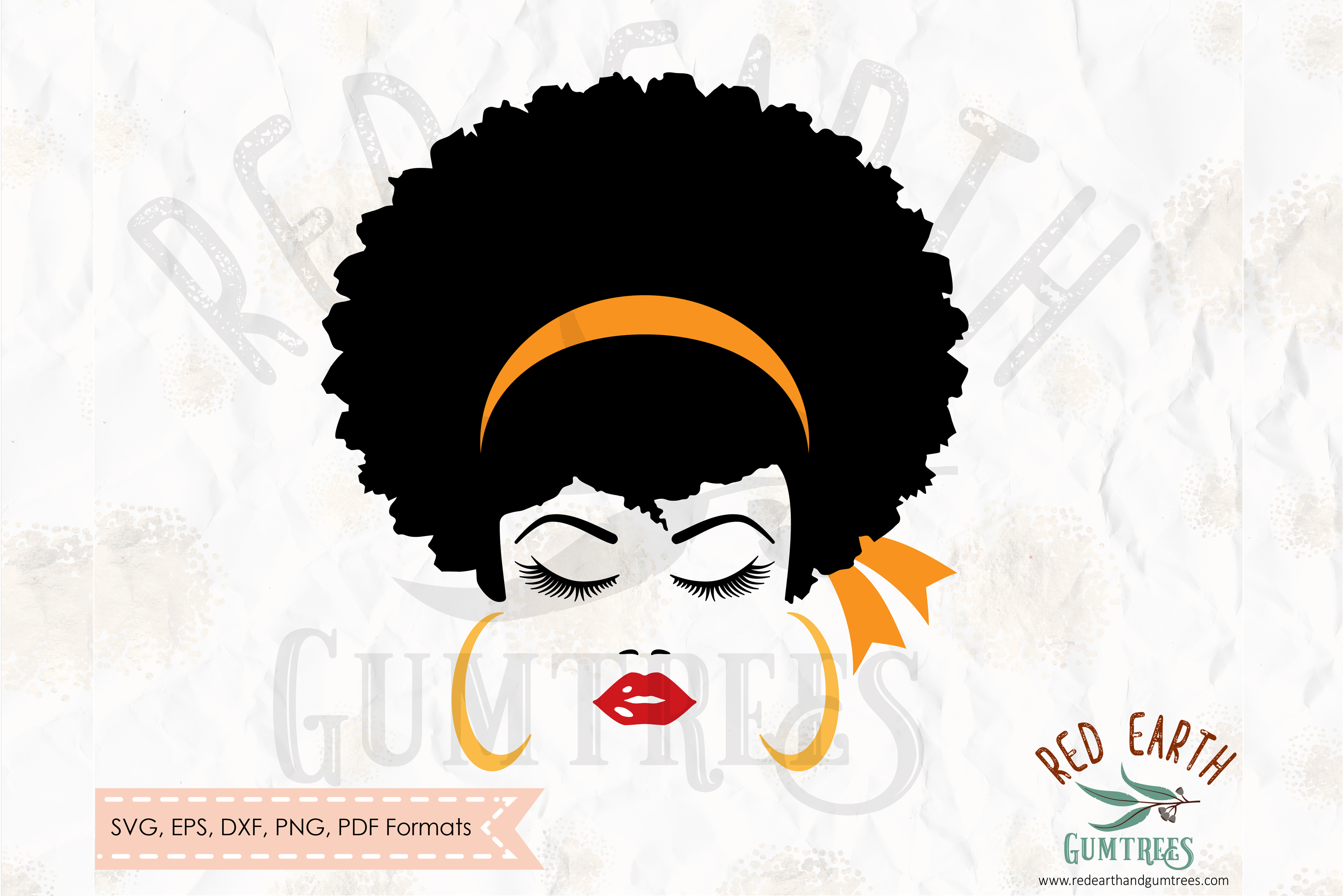 Afro hair woman with lashes and lips in SVG, DXF, PNG, EPS