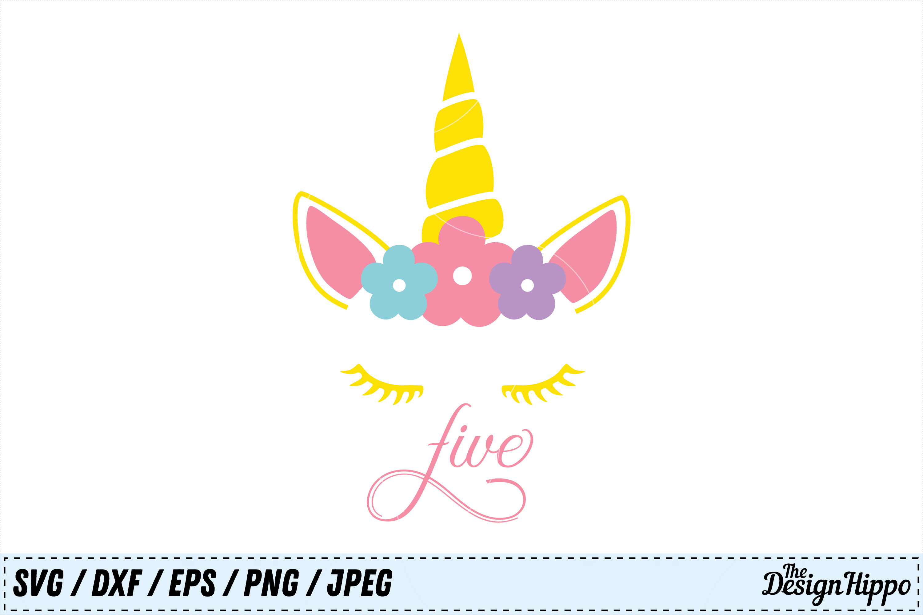 Download Unicorn SVG, 5th Birthday SVG, Fifth Birthday PNG, Cut Files